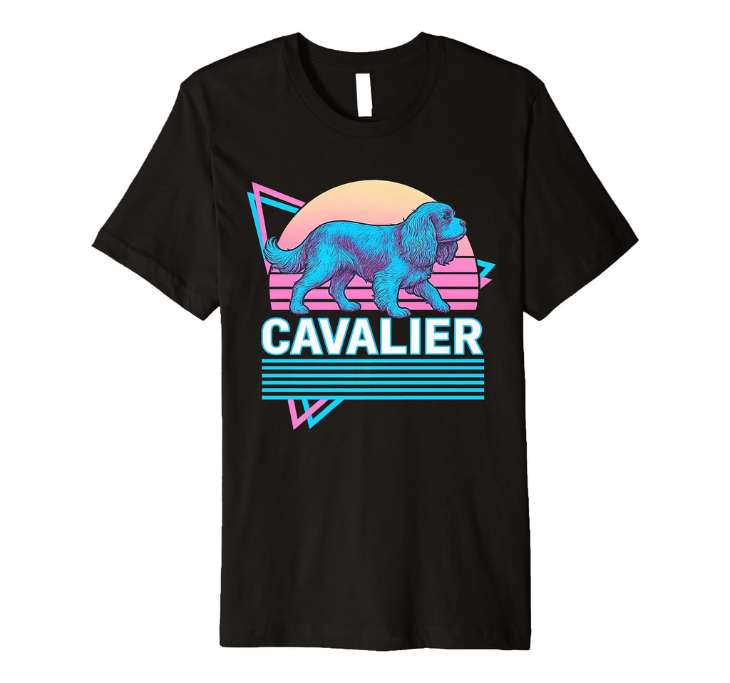 Cavalier King Charles Spaniel Synthwave T-Shirt - Aesthetic Graphic Unisex - T-Shirt, Sweatshirt, Hoodie