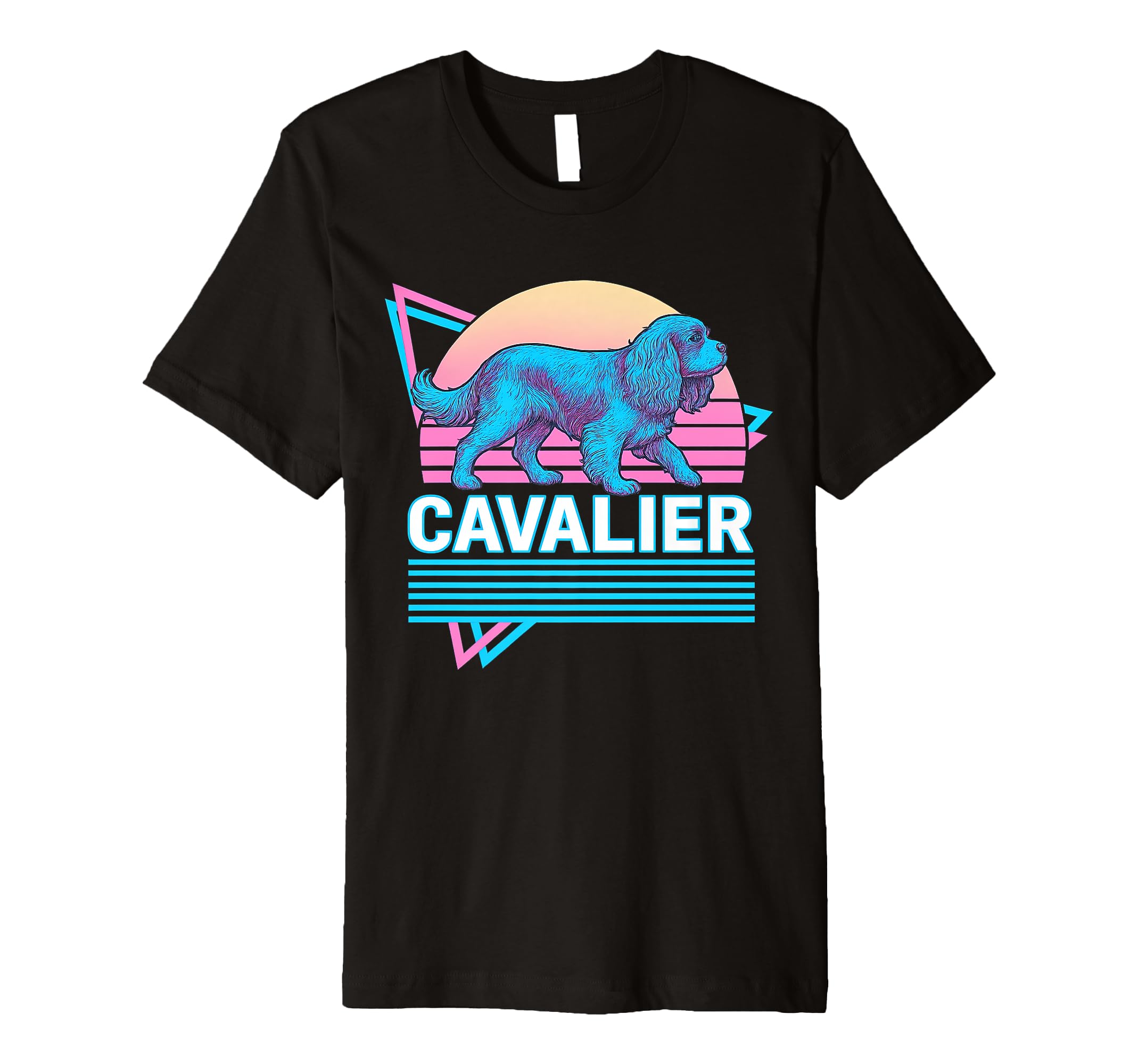Cavalier King Charles Spaniel Synthwave T-Shirt - Aesthetic Graphic Unisex - T-Shirt, Sweatshirt, Hoodie