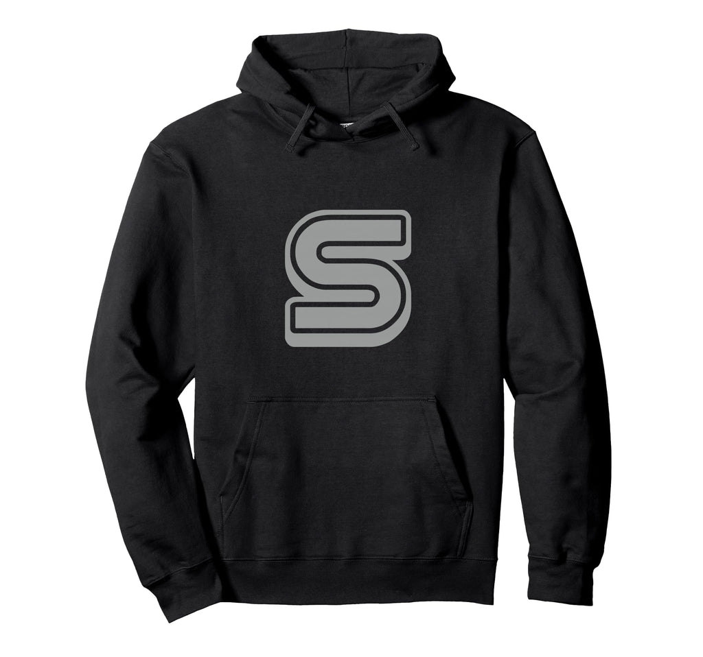 Bold Letter Gray S Outline Alphabet Hoodie - Novelty Apparel Men Women - T-Shirt, Sweatshirt, Hoodie