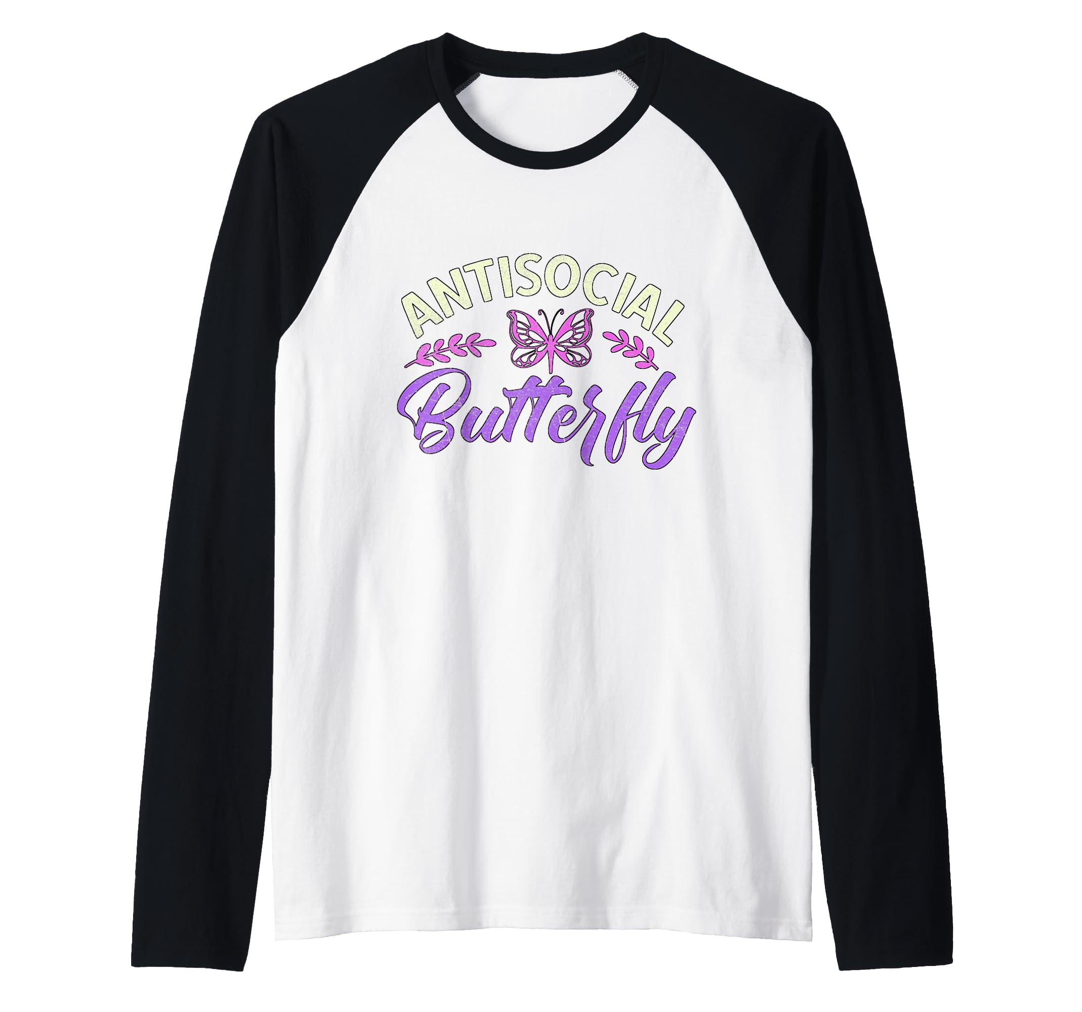 Antisocial Butterfly Pretty Raglan Hoodie - Aesthetic Graphic Men Women - T-Shirt, Sweatshirt, Hoodie