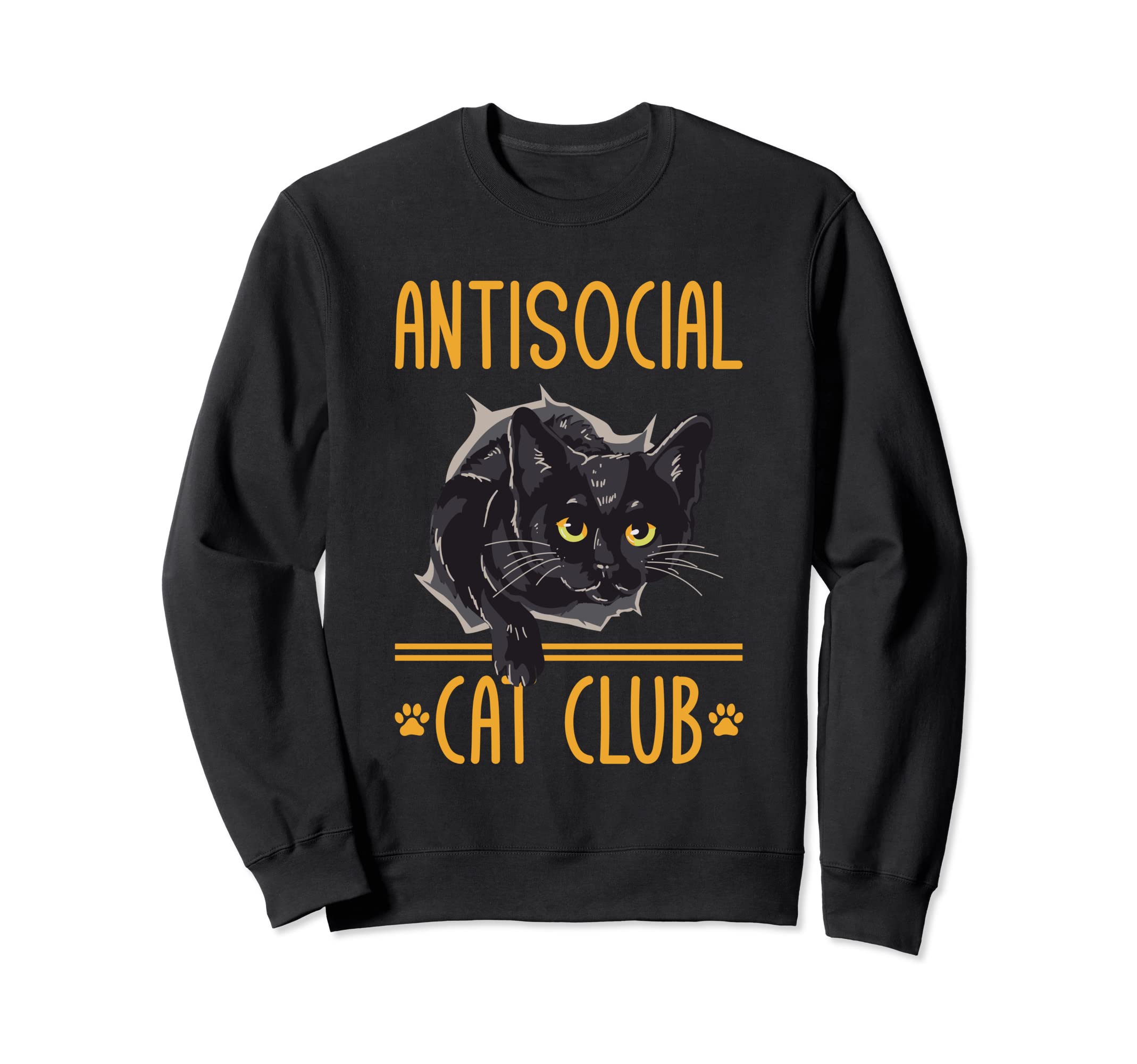 Antisocial Cat Club Introvert Cat Sweatshirt - Custom Art Print Men Women - T-Shirt, Sweatshirt, Hoodie