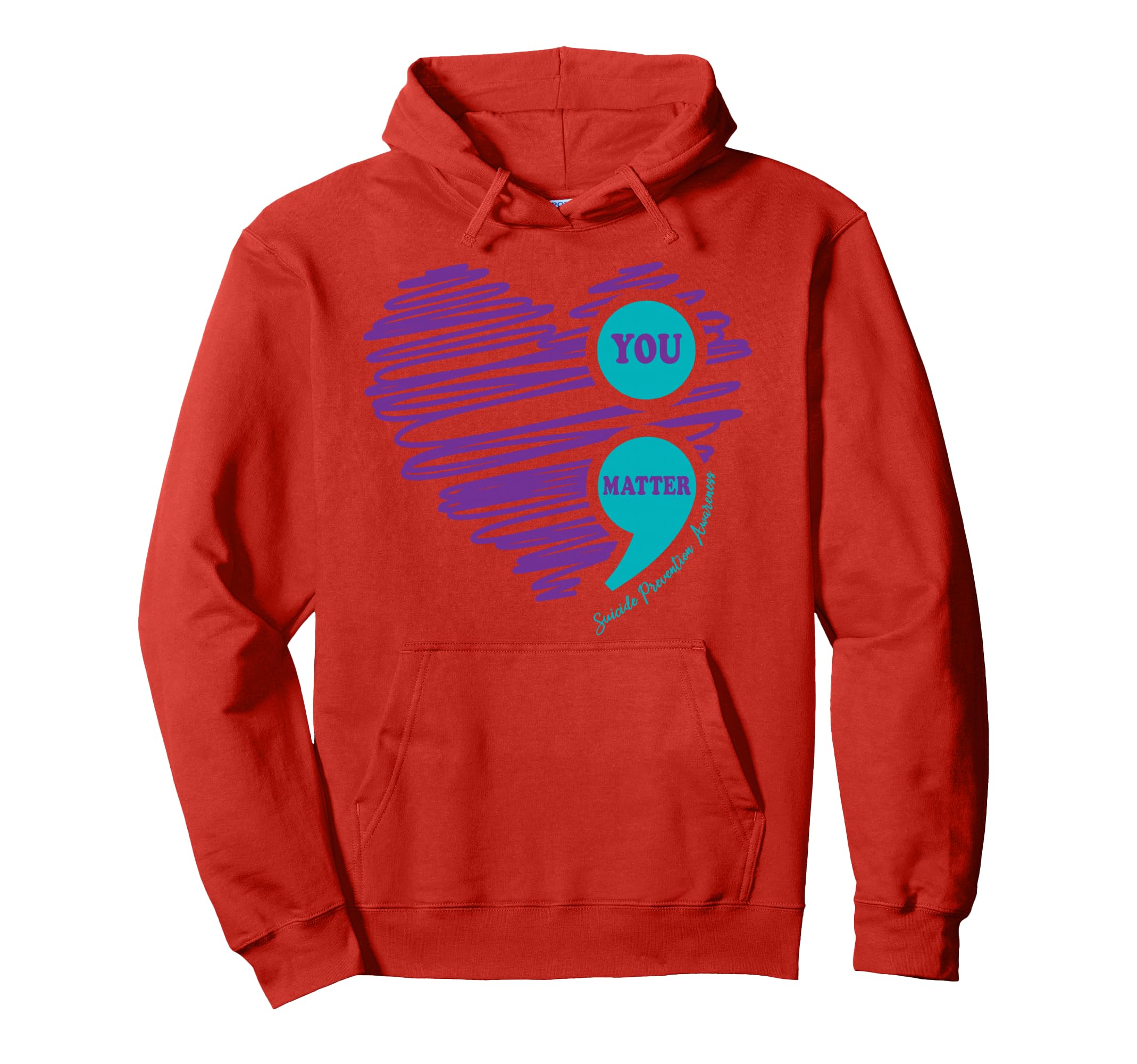 You Matter Teal Purple Heart Mental Health Hoodie - Graphic Print Unisex - T-Shirt, Sweatshirt, Hoodie