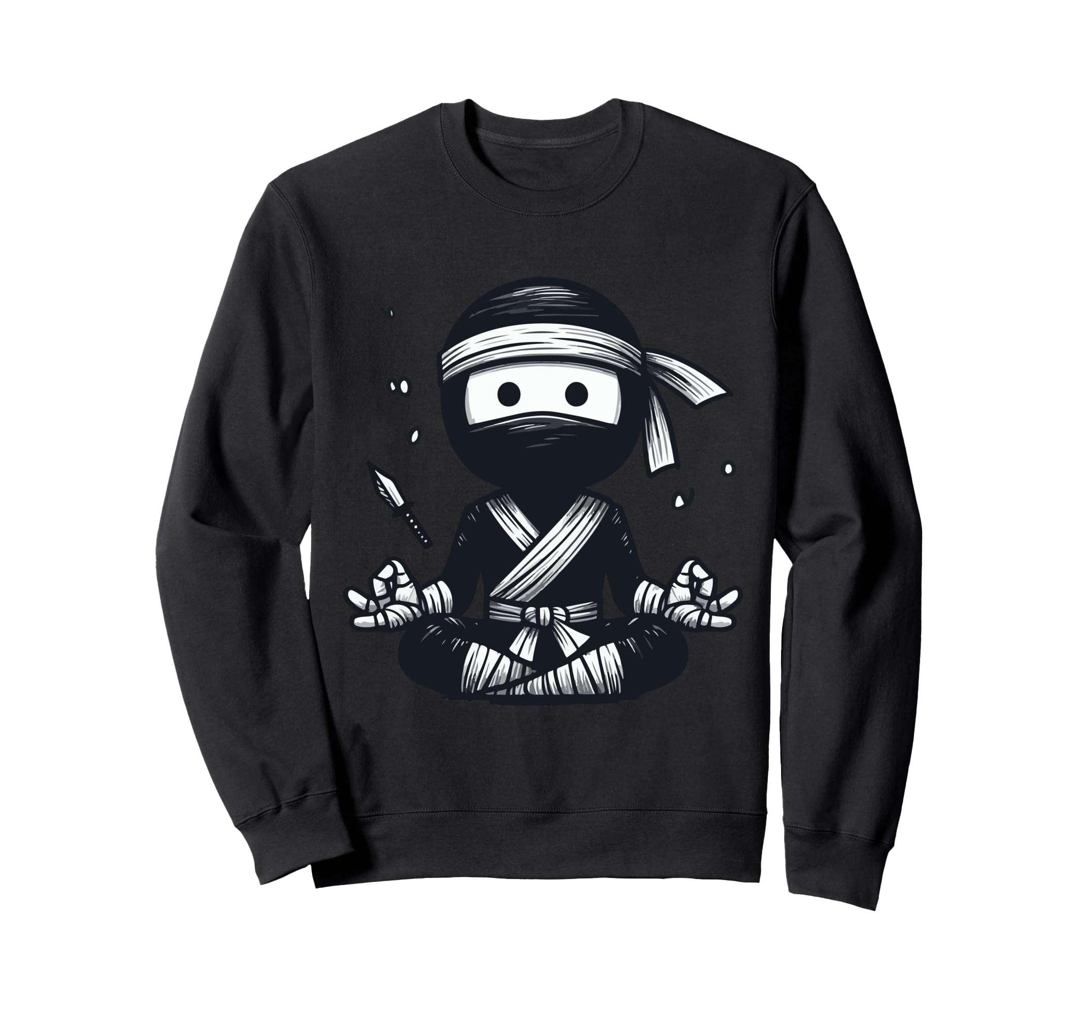 Meditation Ninja Yoga Pose Sweatshirt - Minimalist Print for Adults - T-Shirt, Sweatshirt, Hoodie