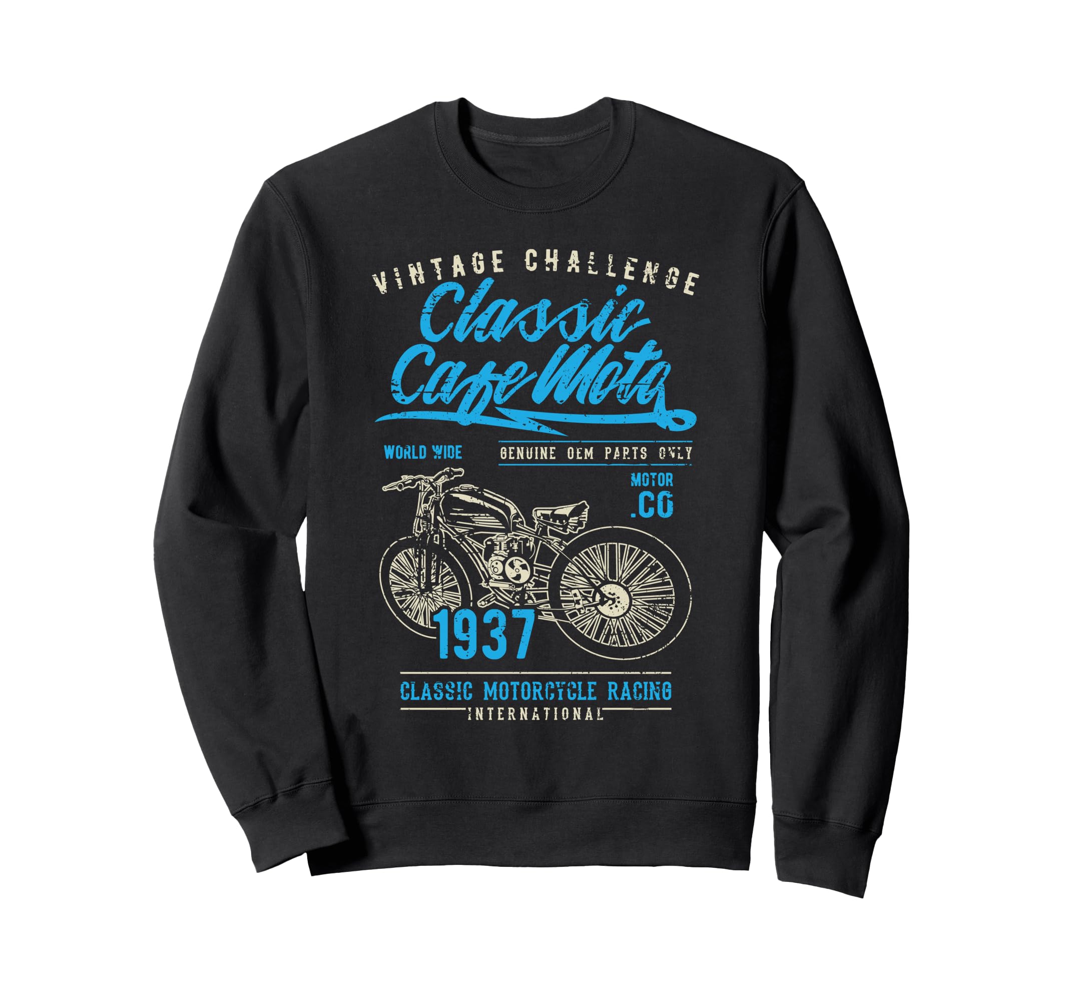 Cafe Racer Motorcycle Distressed Sweatshirt - Custom Art Print Unisex - T-Shirt, Sweatshirt, Hoodie