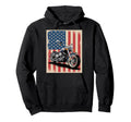 Motorcycle Usa Flag Distressed Hoodie - Streetwear Style for Adults - T-Shirt, Sweatshirt, Hoodie