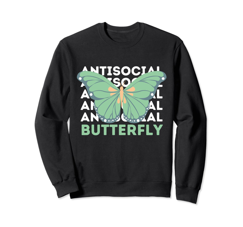 Anti Social Introvert Butterfly Sweatshirt - Minimalist Print Unisex - T-Shirt, Sweatshirt, Hoodie