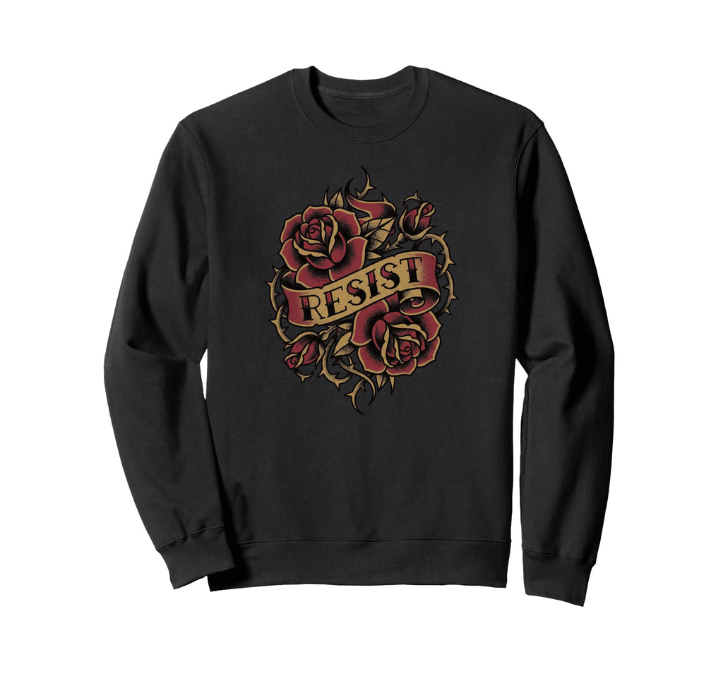 Resist Traditional Tattoo Rose Sweatshirt - Streetwear Style Unisex - T-Shirt, Sweatshirt, Hoodie