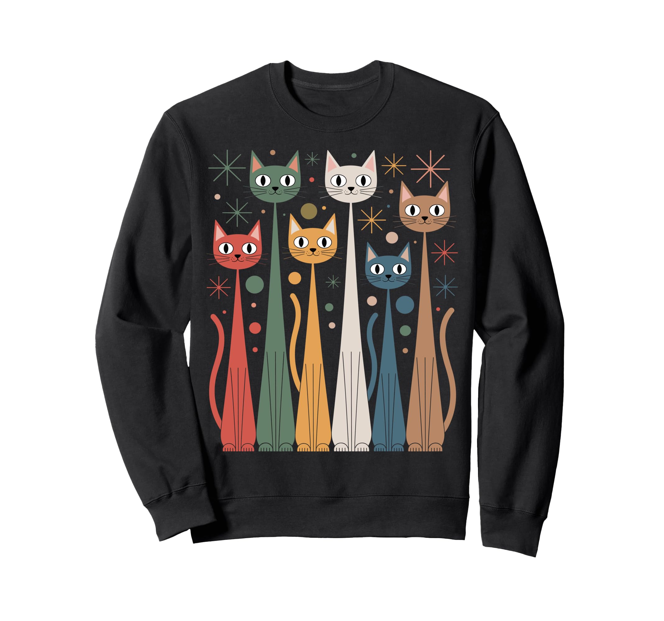 Mid Century Modern Colorful Cats Art Sweatshirt - Minimalist Print Unisex - T-Shirt, Sweatshirt, Hoodie
