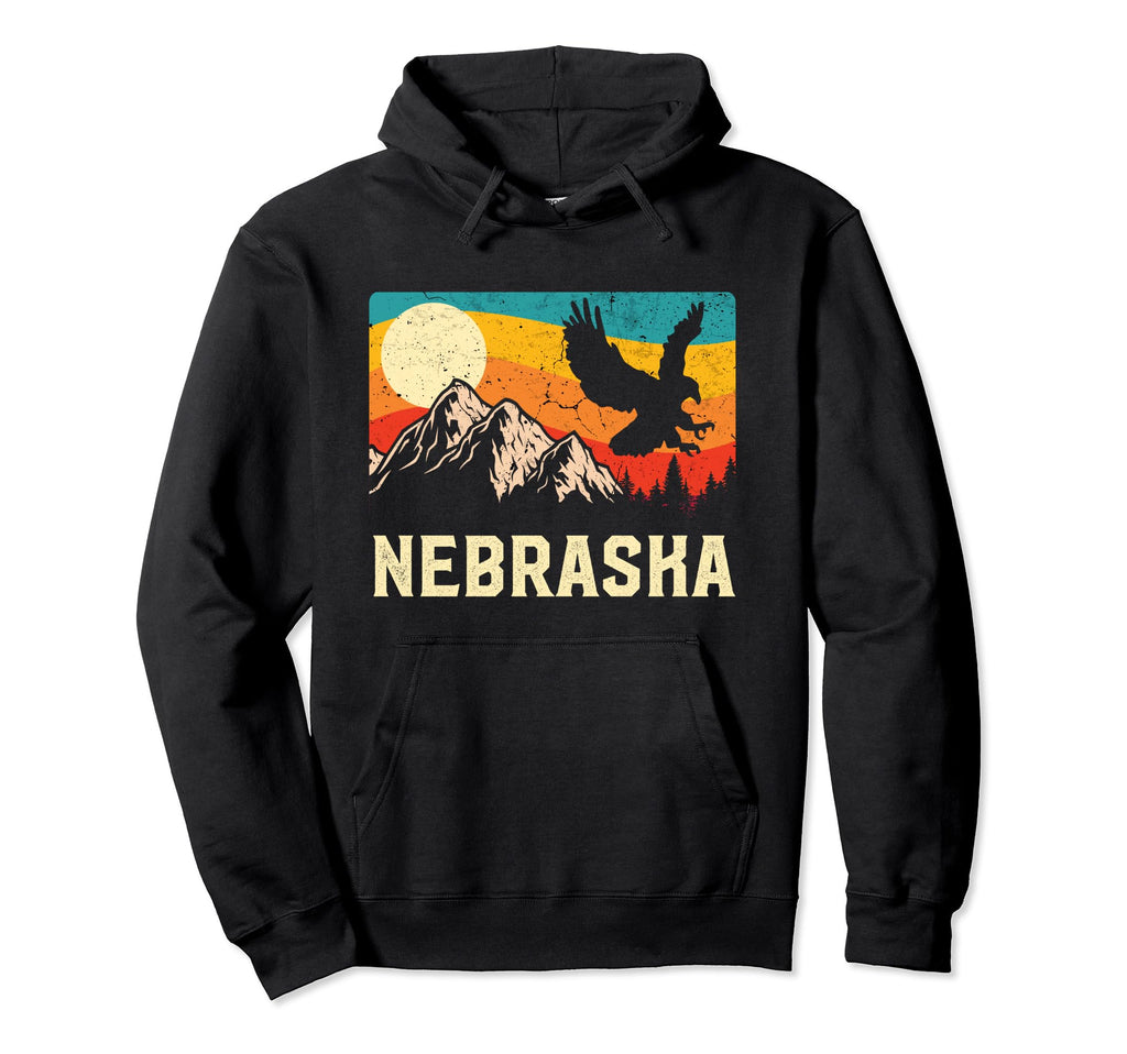 Nebraska Nature Wild Eagle Sunset Hoodie - Novelty Apparel for Adults - T-Shirt, Sweatshirt, Hoodie