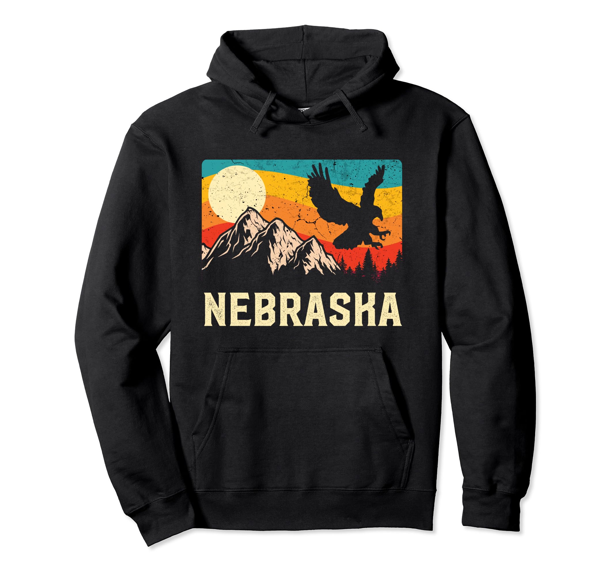 Nebraska Nature Wild Eagle Sunset Hoodie - Novelty Apparel for Adults - T-Shirt, Sweatshirt, Hoodie