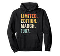March 1987 Novelty Birthday Message Hoodie - Custom Art Print for Adults - T-Shirt, Sweatshirt, Hoodie