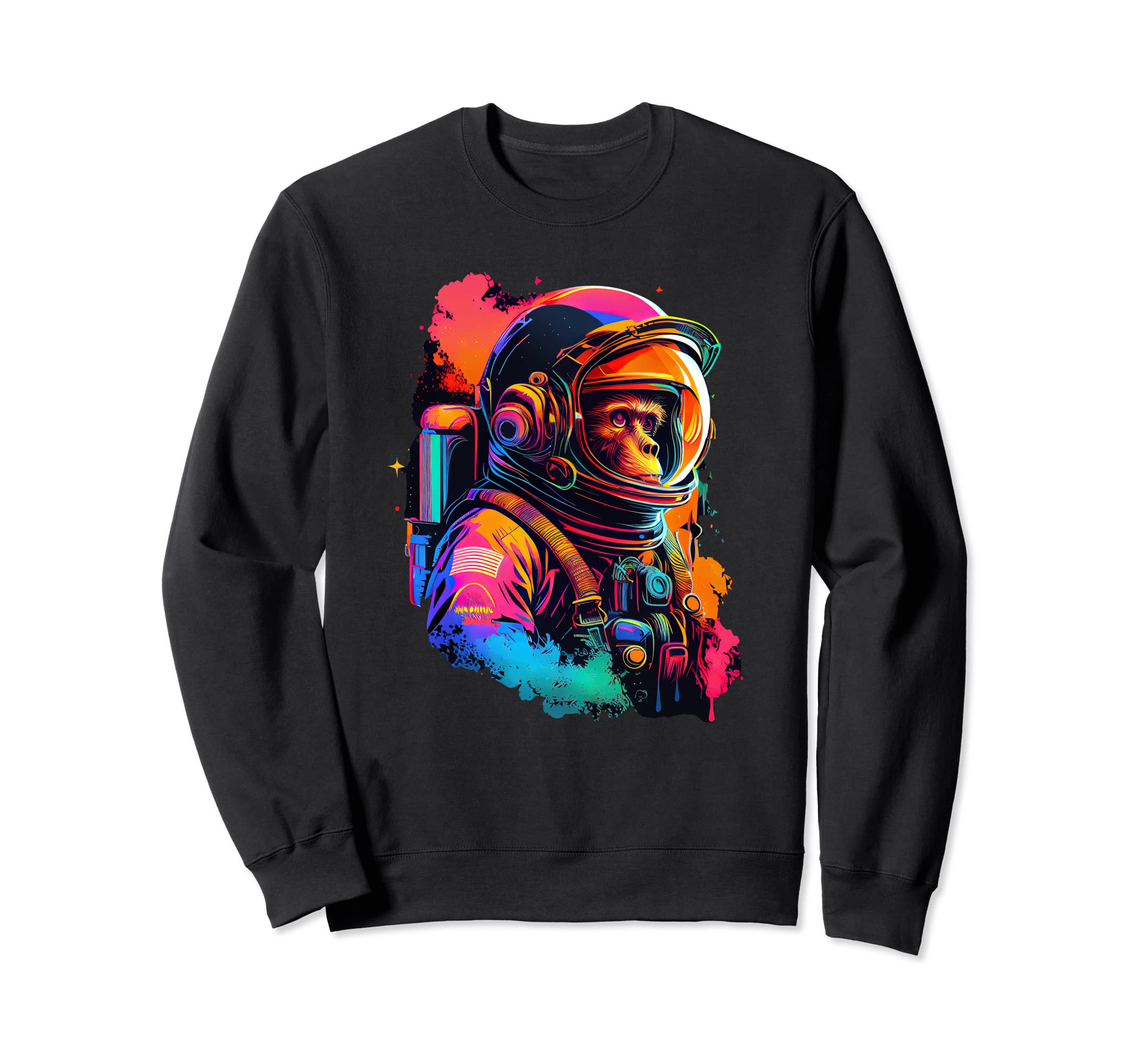 Synthwave Retrowave Astronaut Monkey Sweatshirt - Unique Graphic Men Women - T-Shirt, Sweatshirt, Hoodie