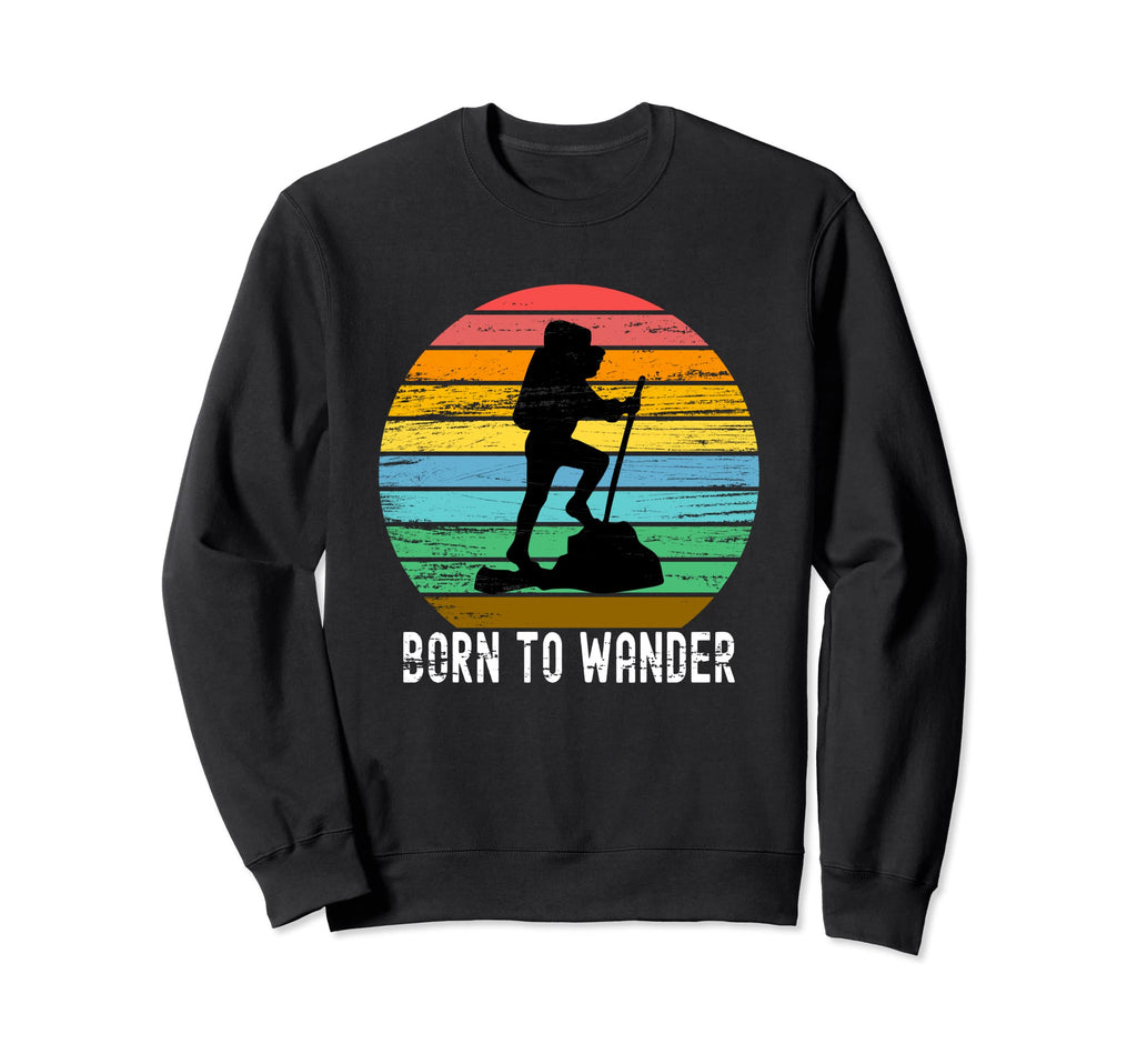 Hiking Born To Wander Sunset Sweatshirt - Minimalist Print Unisex - T-Shirt, Sweatshirt, Hoodie