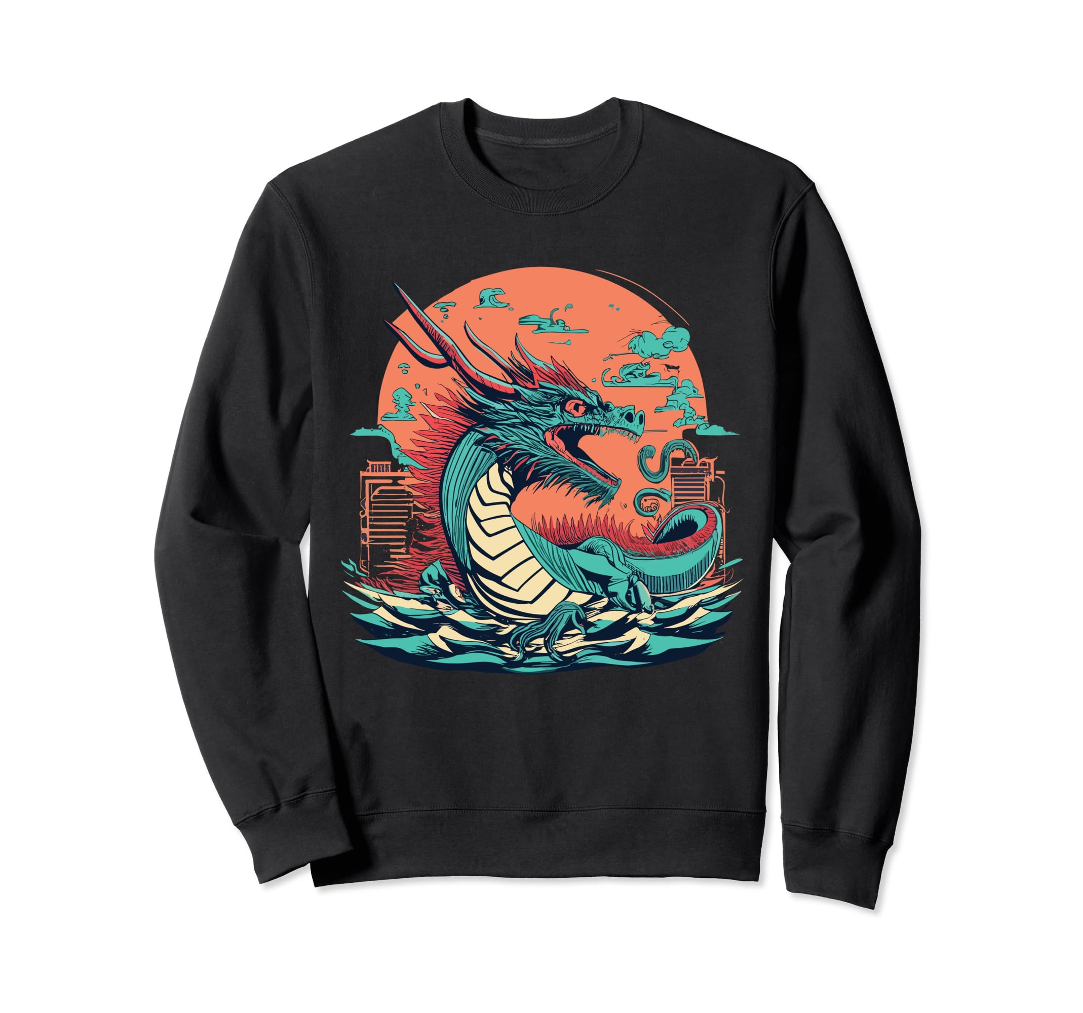 Dragon Techno Vaporwave Anime Sweatshirt - Novelty Apparel Unisex - T-Shirt, Sweatshirt, Hoodie