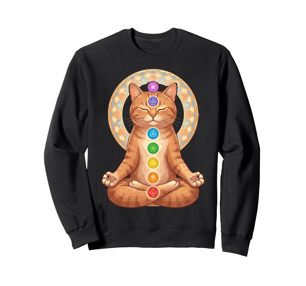 Funny Cat Yoga Lotus Pose Meditation Sweatshirt - Graphic Print Unisex - T-Shirt, Sweatshirt, Hoodie