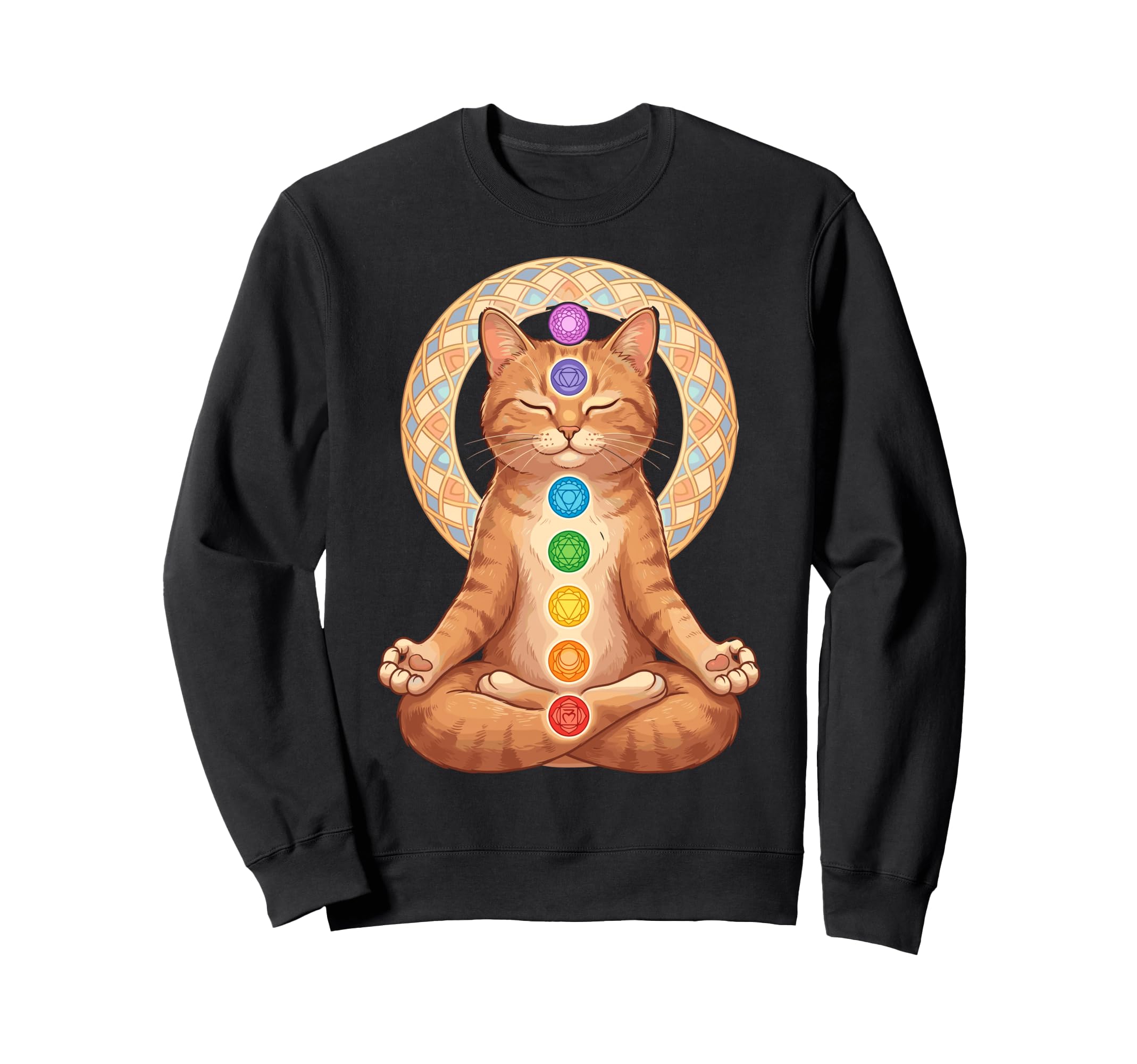 Funny Cat Yoga Lotus Pose Meditation Sweatshirt - Graphic Print Unisex - T-Shirt, Sweatshirt, Hoodie