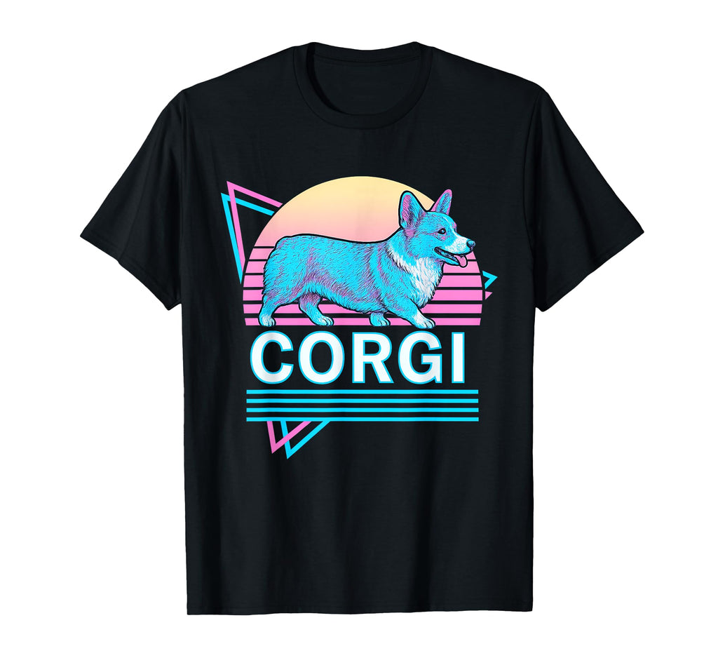 Corgi Synthwave Aesthetic Dog Lover T-Shirt - Graphic Print Unisex - T-Shirt, Sweatshirt, Hoodie