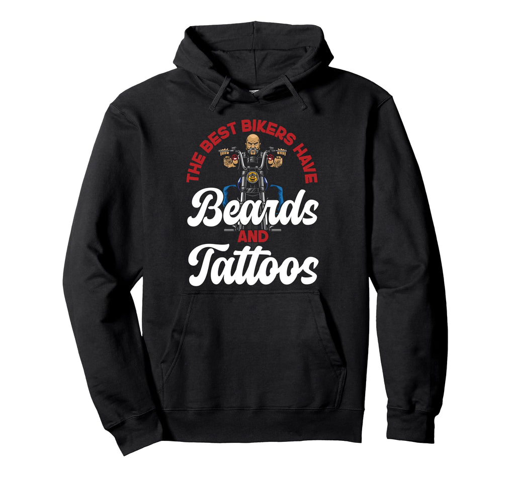 Motorcycle Biker Beard Tattoo Best Hoodie - Streetwear Style Men Women - T-Shirt, Sweatshirt, Hoodie