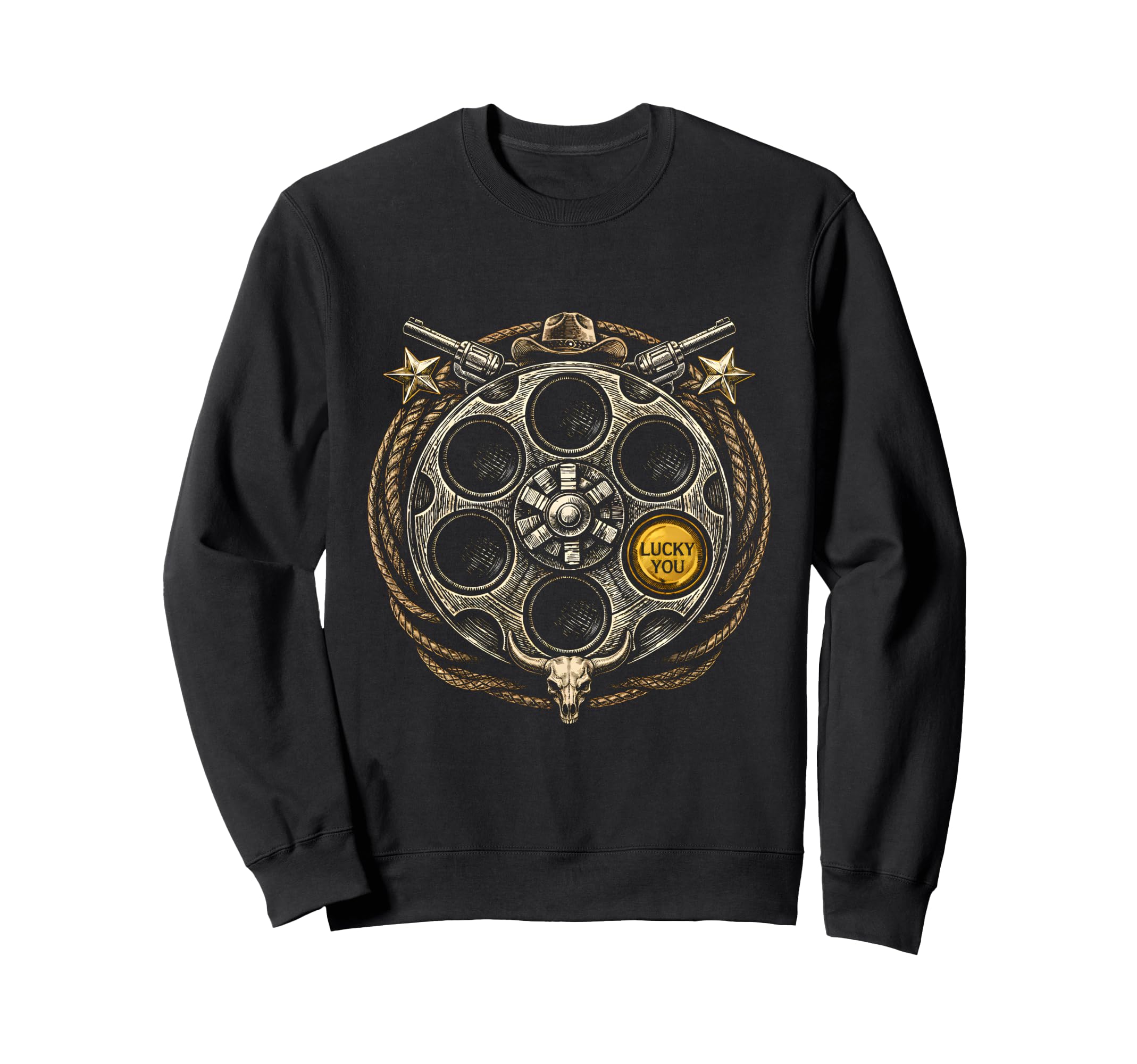 Revolver Gun Cylinder Western Cowboy Sweatshirt - Streetwear Style Unisex - T-Shirt, Sweatshirt, Hoodie