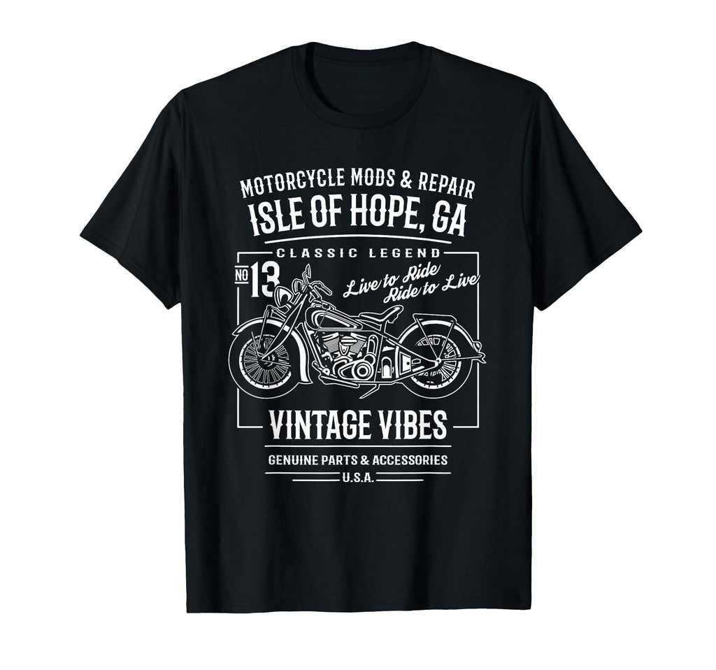 Isle Hope Ga Usa Motorcycle T-Shirt - Aesthetic Graphic for Adults - T-Shirt, Sweatshirt, Hoodie