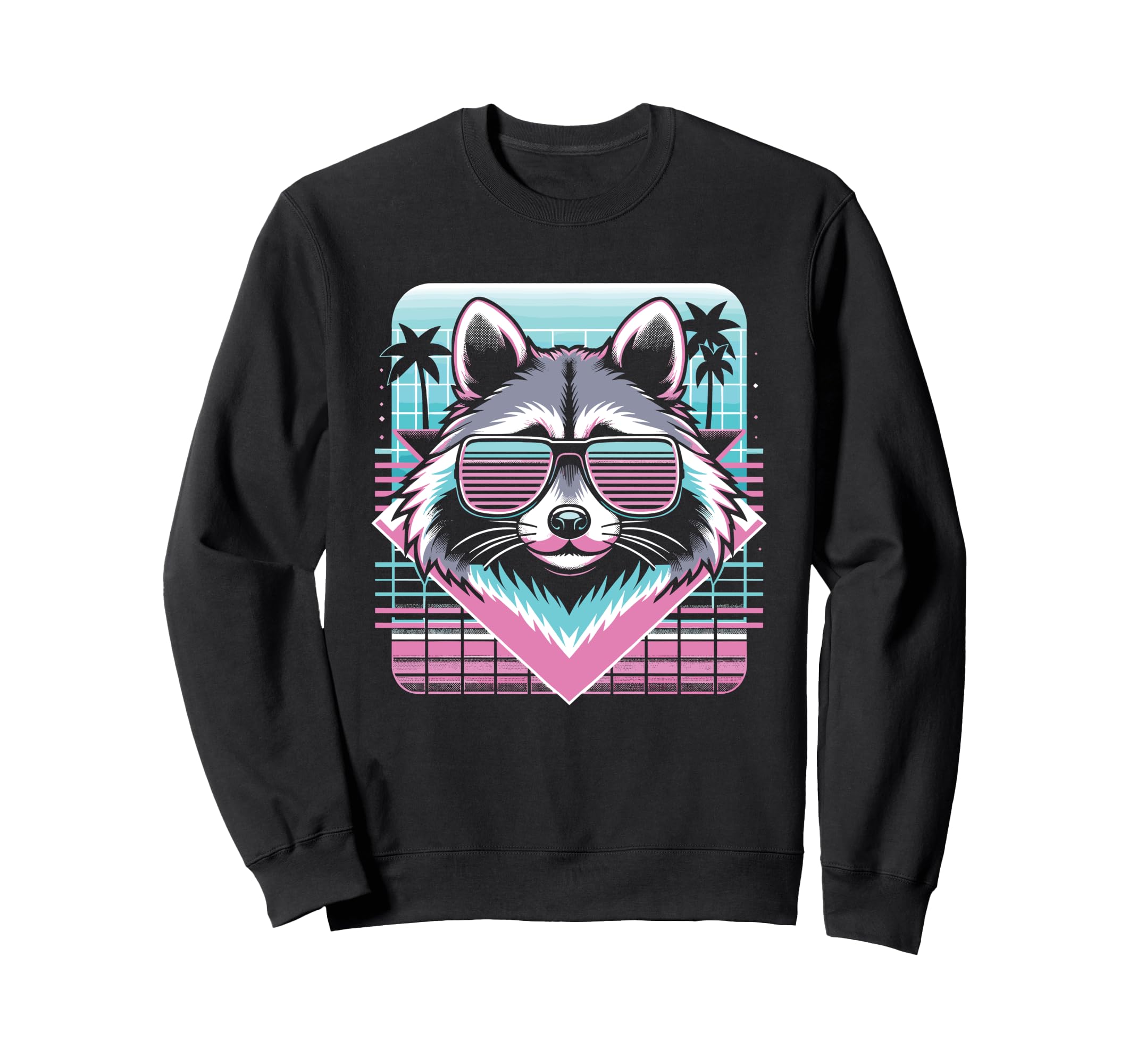 Raccoon Sunglasses 80S Aesthetic Sweatshirt - Custom Art Print Men Women - T-Shirt, Sweatshirt, Hoodie