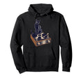 Black Cat Sitting Vinyl Record Player Hoodie - Casual Everyday Wear Unisex - T-Shirt, Sweatshirt, Hoodie