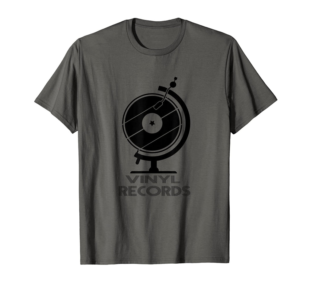 Vinyl Globe Record Player Turntable T-Shirt - Custom Art Print Men Women - T-Shirt, Sweatshirt, Hoodie
