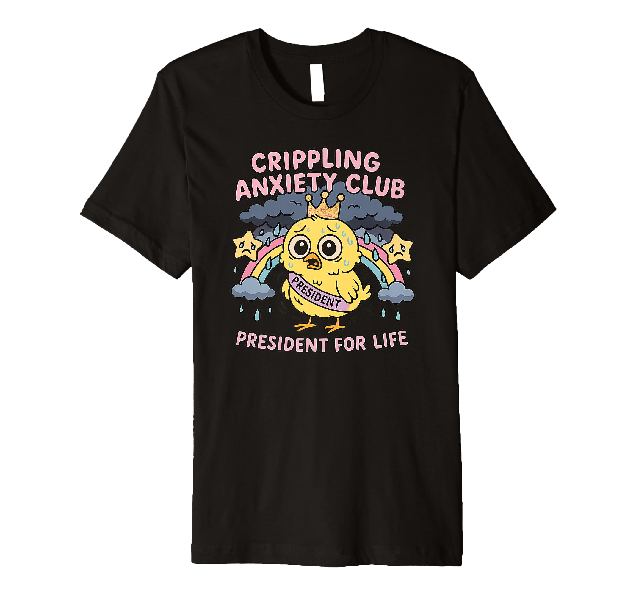 Crippling Anxiety Club Funny Sad Bird T-Shirt - Custom Art Print Unisex - T-Shirt, Sweatshirt, Hoodie