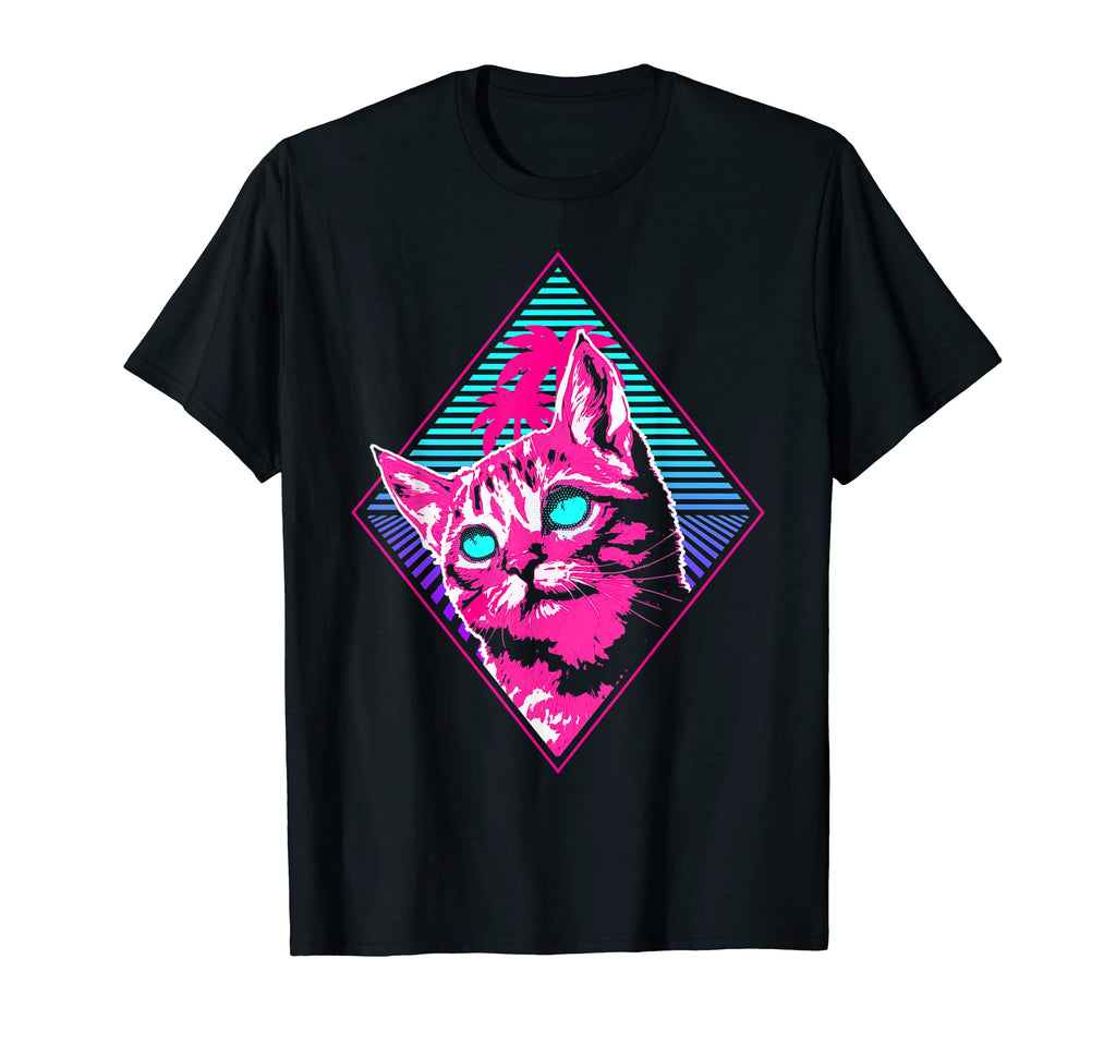 Cat Retrowave Synthwave Vaporwave Cat T-Shirt - Custom Art Print Unisex - T-Shirt, Sweatshirt, Hoodie