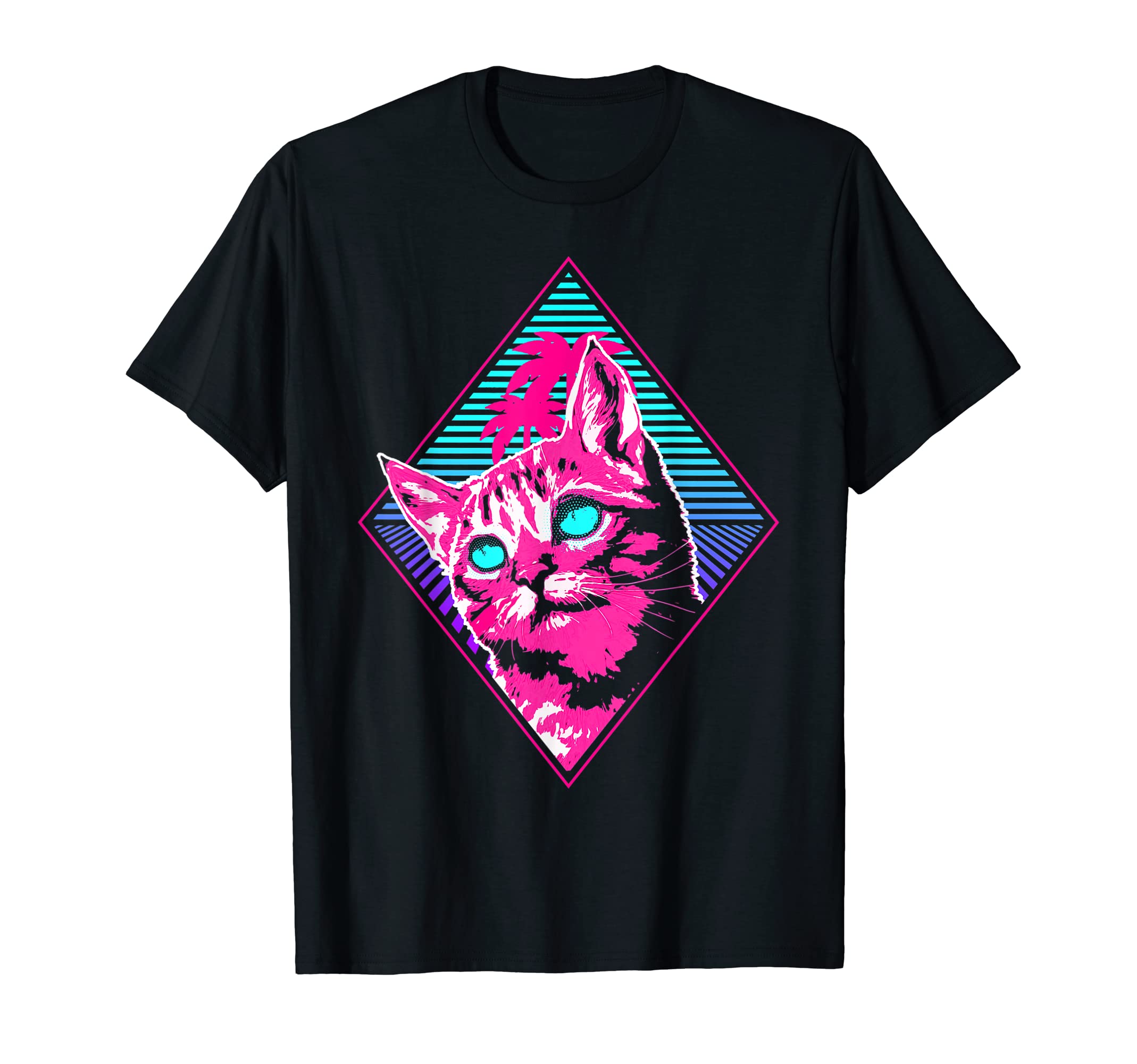 Cat Retrowave Synthwave Vaporwave Cat T-Shirt - Custom Art Print Unisex - T-Shirt, Sweatshirt, Hoodie