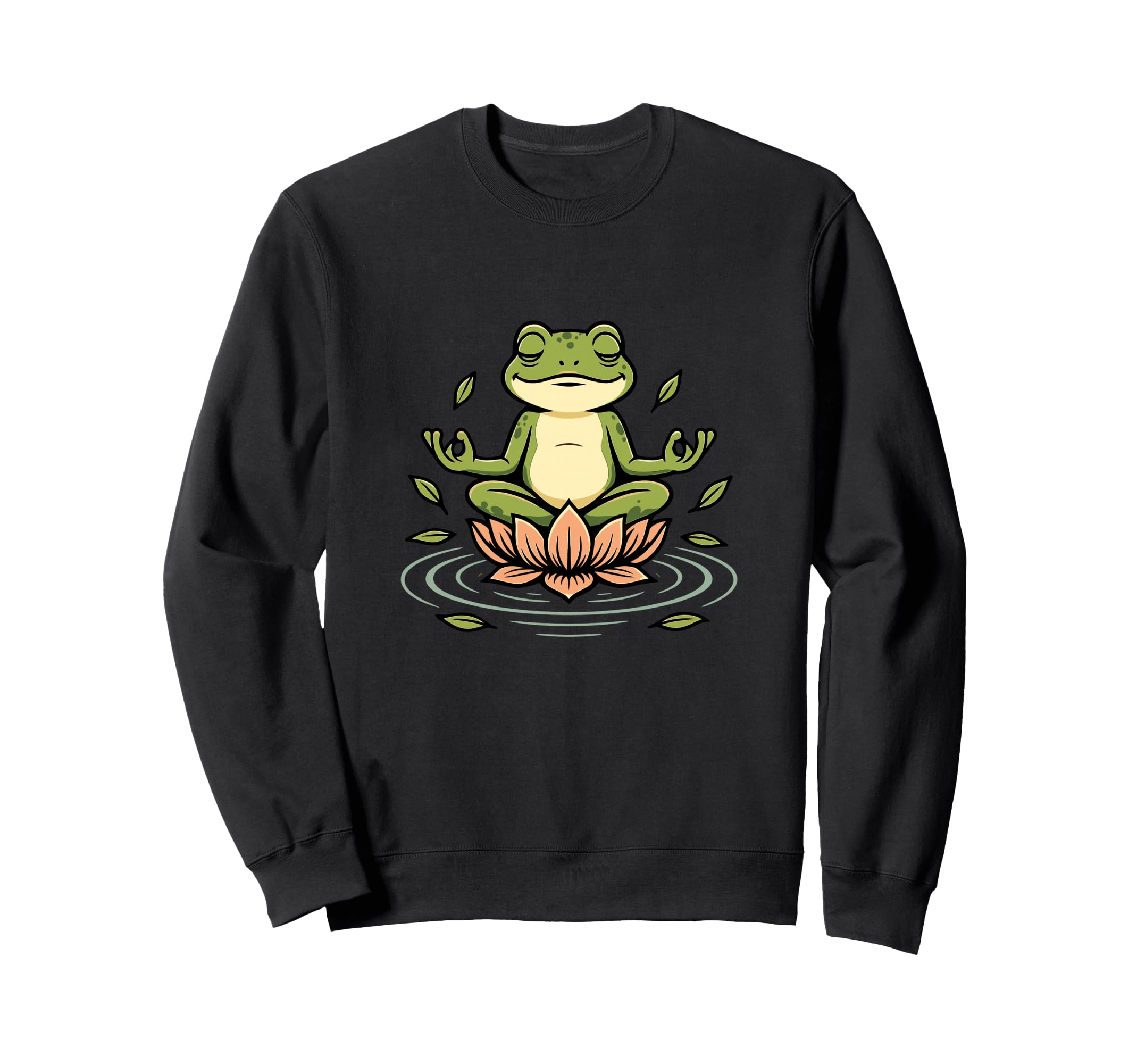 Zen Frog Lotus Funny Yoga Sweatshirt - Custom Art Print Men Women - T-Shirt, Sweatshirt, Hoodie