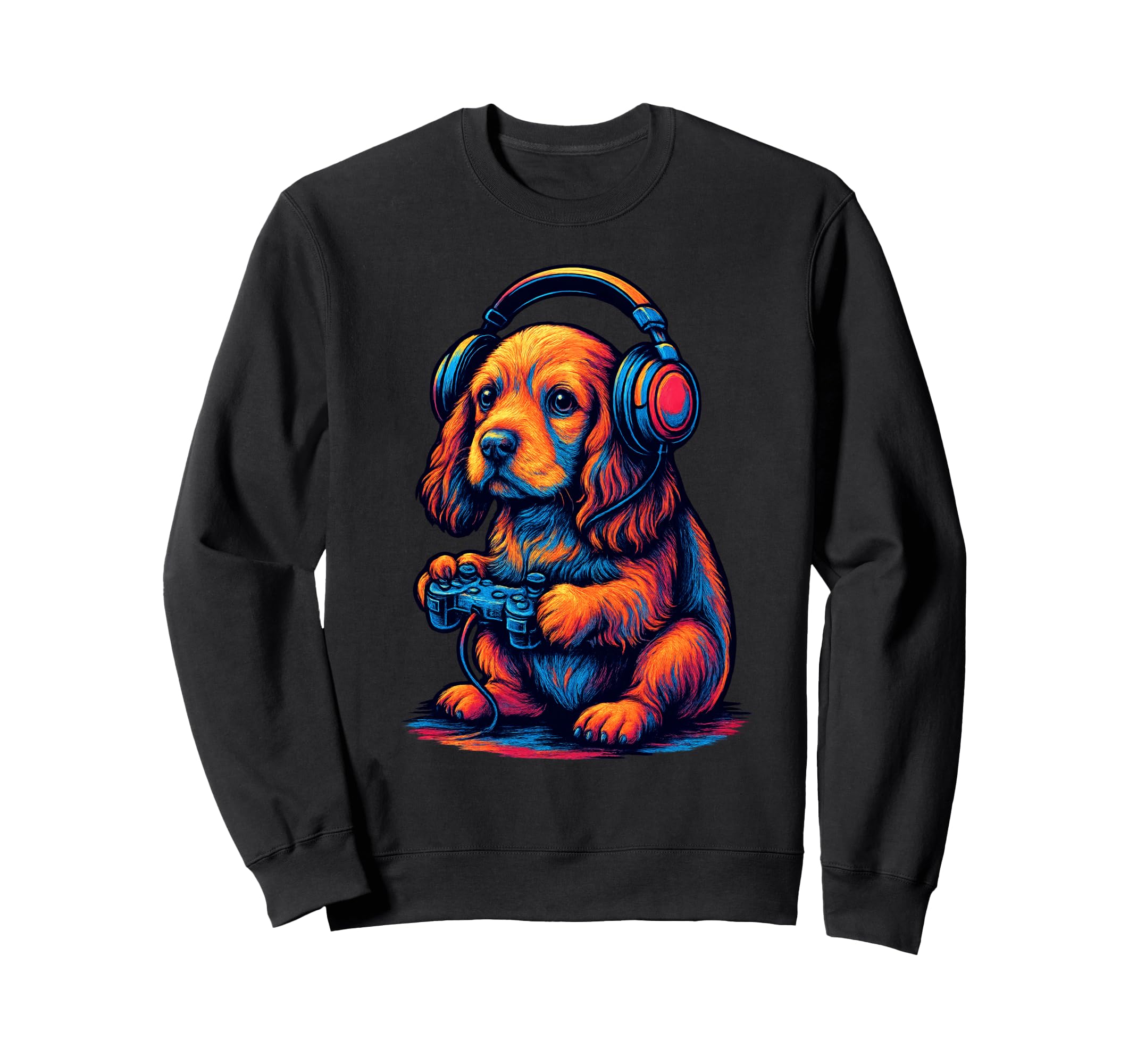 Cocker Spaniel Gamer Gaming Dog Sweatshirt - Fun Novelty Design for Adults - T-Shirt, Sweatshirt, Hoodie