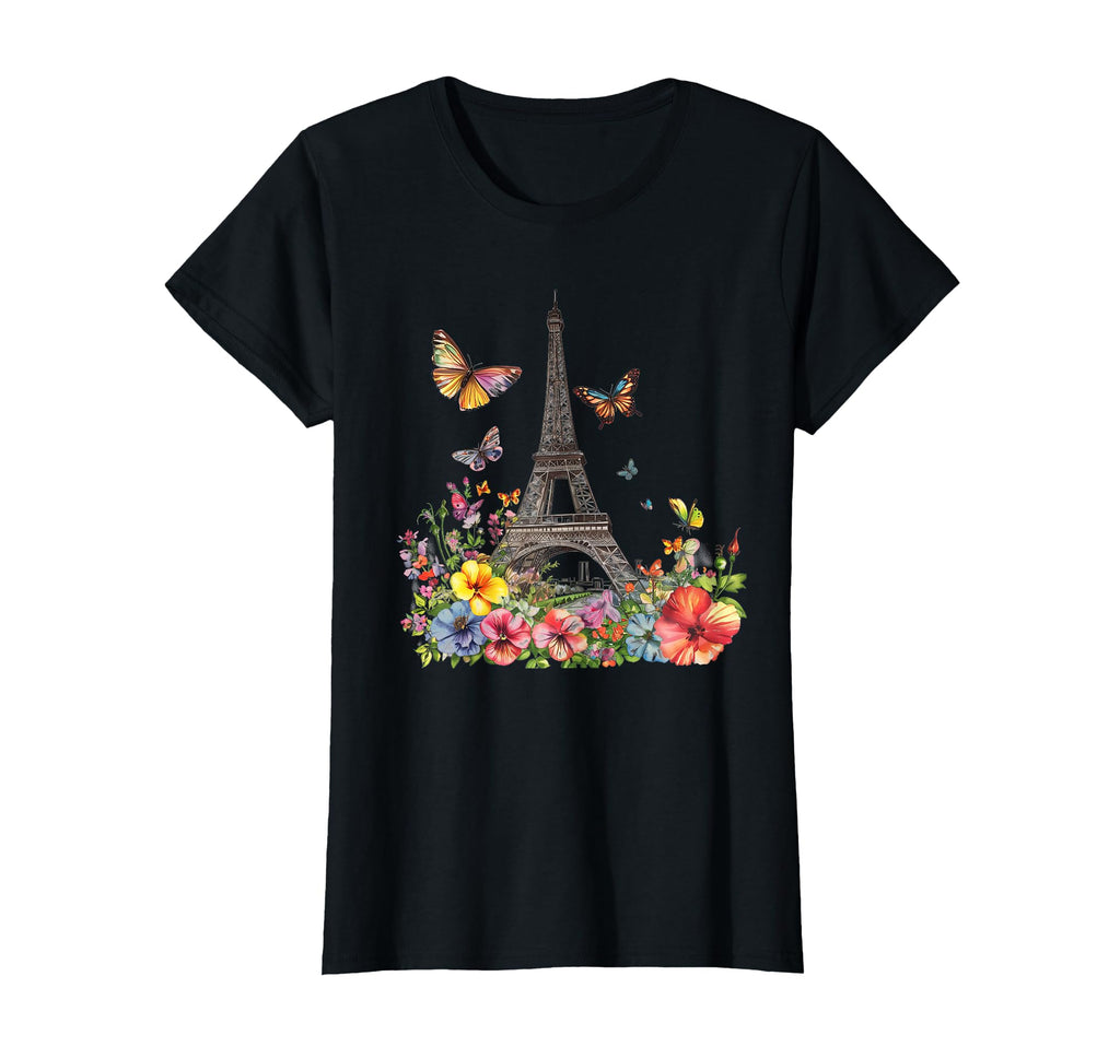 Paris France Eiffel Tower Flowers T-Shirt - Streetwear Style Men Women - T-Shirt, Sweatshirt, Hoodie