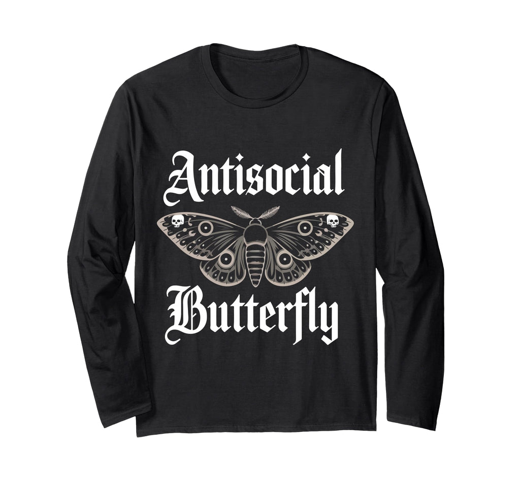 Antisocial Butterfly Gothic Moth T-Shirt - Fun Novelty Design Men Women - T-Shirt, Sweatshirt, Hoodie