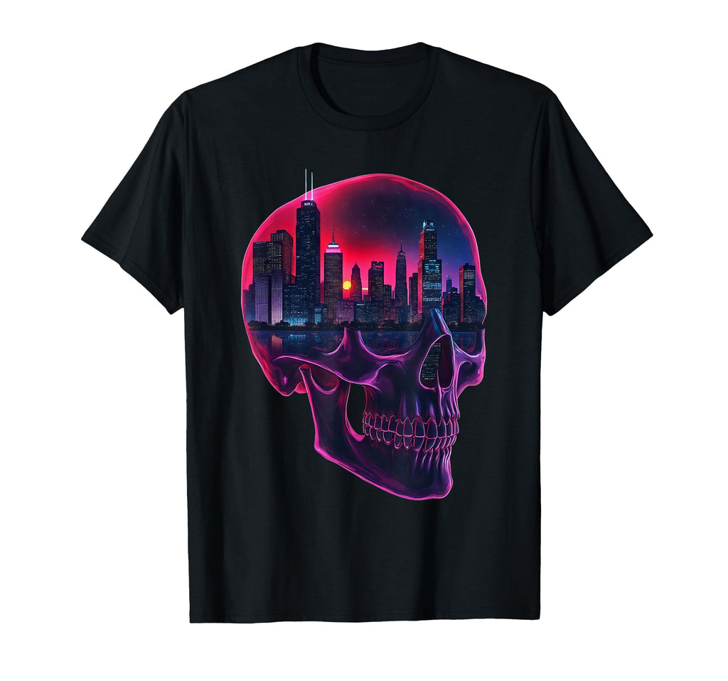 90S Vaporwave Aesthetic Skull T-Shirt - Trendy Graphic for Adults - T-Shirt, Sweatshirt, Hoodie