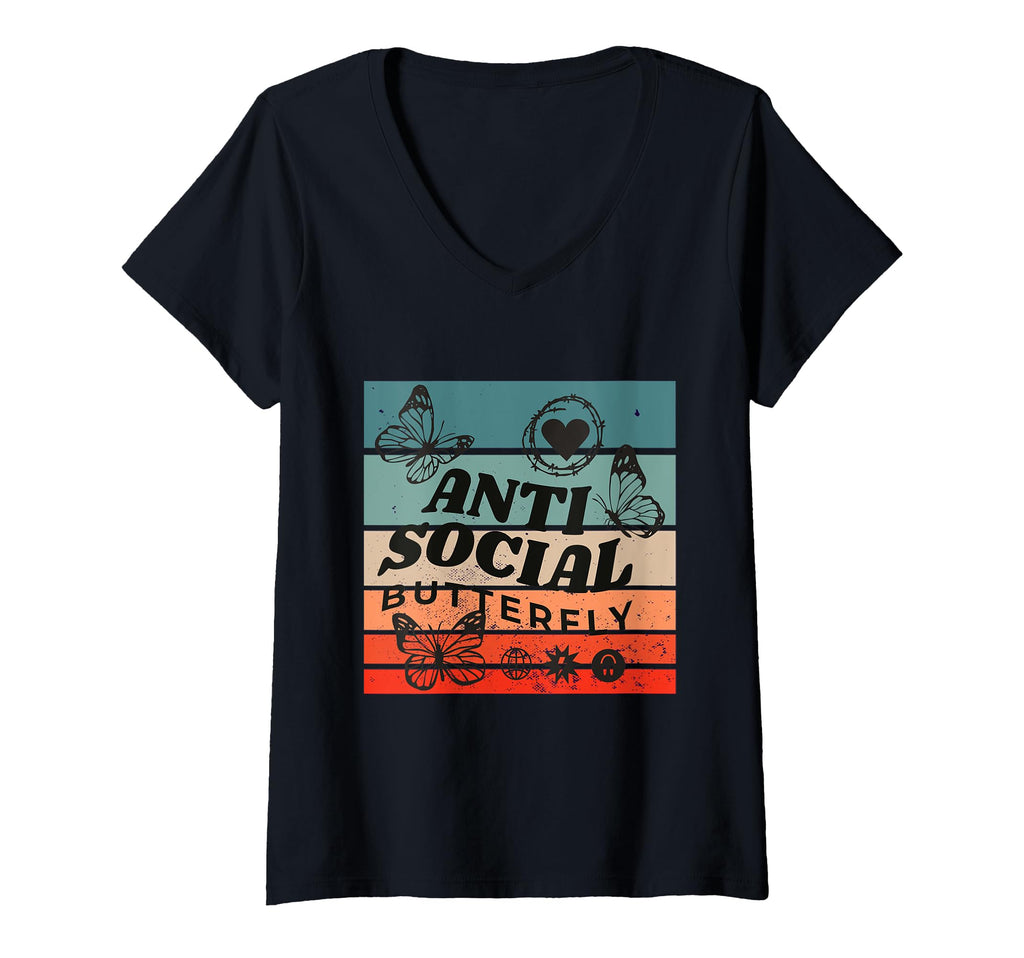 Womens Anti Social Butterfly Barbed T-Shirt - Novelty Apparel Men Women - T-Shirt, Sweatshirt, Hoodie