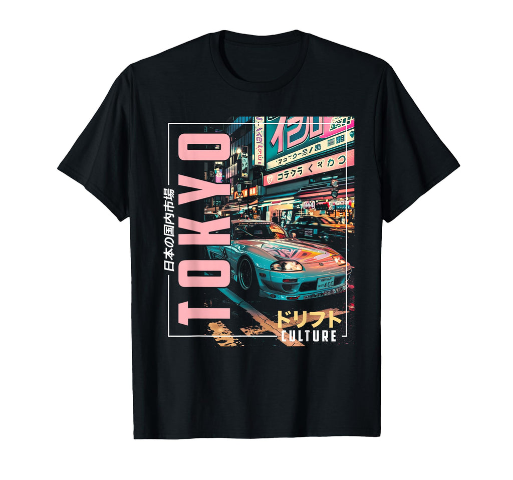 Tokyo City Synthwave Racing Car Japan Tokyo T-Shirt - Unique Graphic Unisex - T-Shirt, Sweatshirt, Hoodie