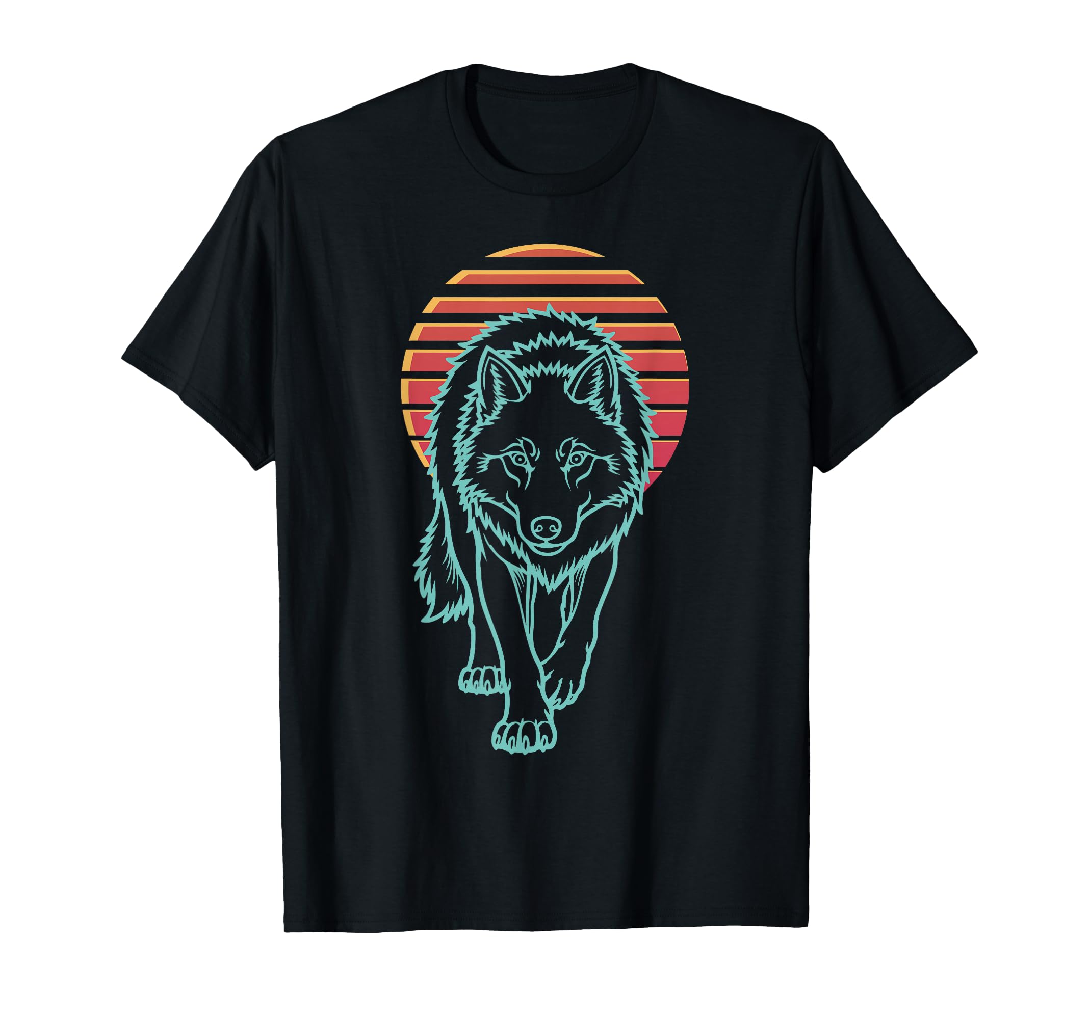 Wolf Lover Animal Synthwave 80S T-Shirt - Unique Graphic for Adults - T-Shirt, Sweatshirt, Hoodie
