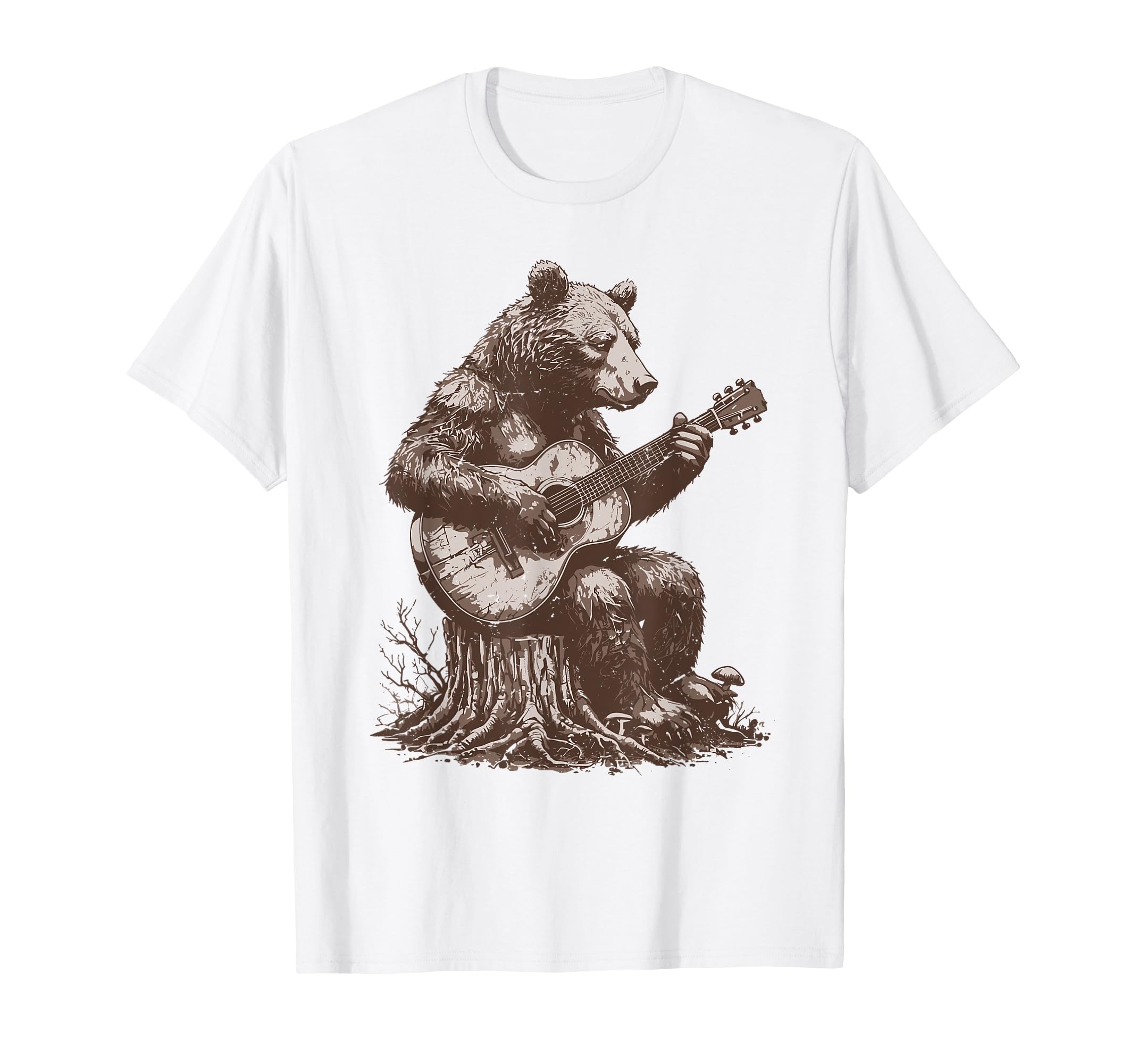 Bear Playing Guitar Tree Stump T-Shirt - Fun Novelty Design Men Women - T-Shirt, Sweatshirt, Hoodie