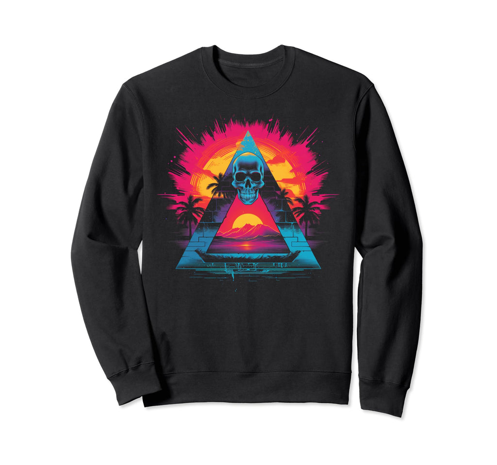 Skull Vaporwave Retrowave Sweatshirt - Streetwear Style Men Women - T-Shirt, Sweatshirt, Hoodie