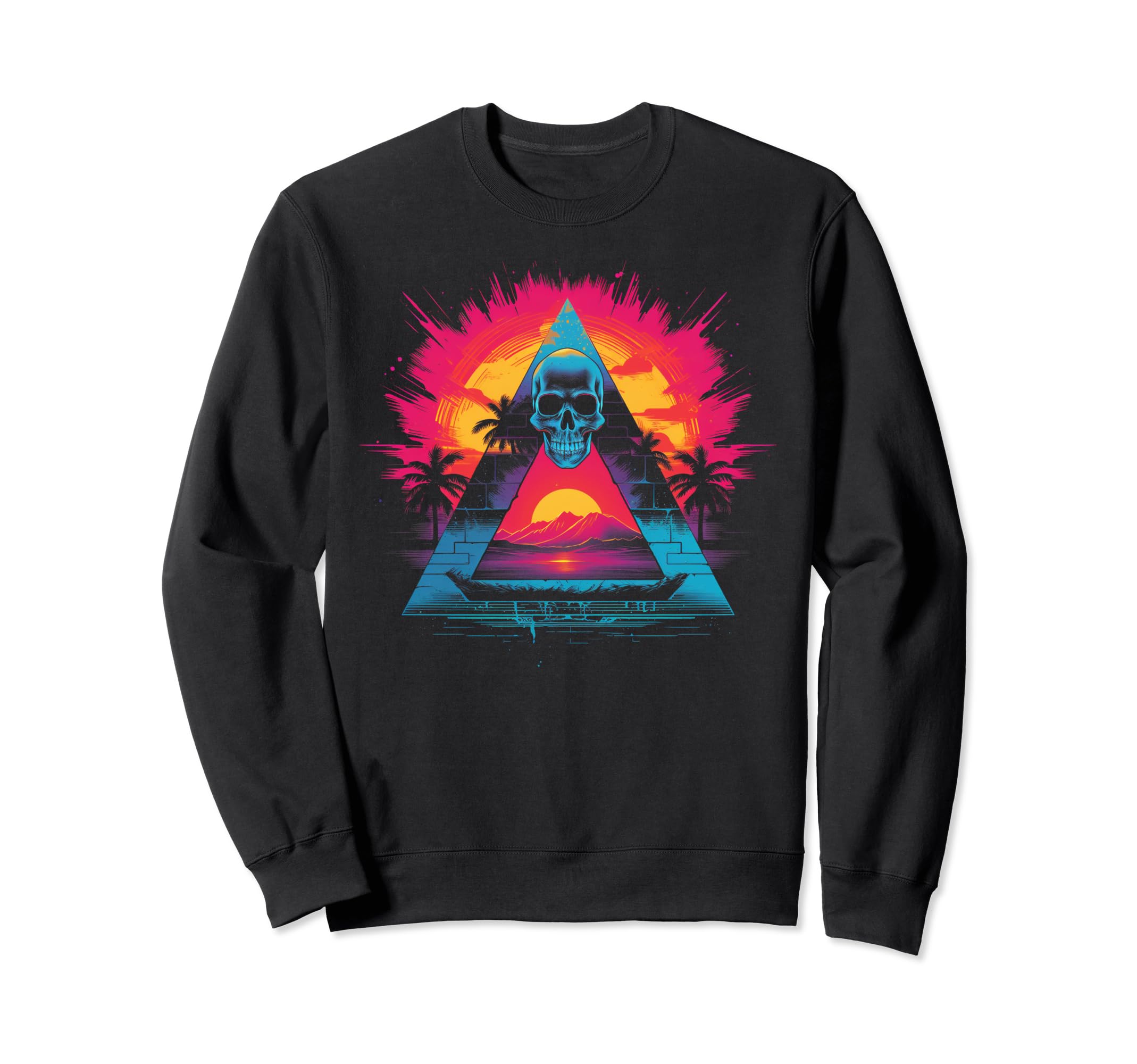 Skull Vaporwave Retrowave Sweatshirt - Streetwear Style Men Women - T-Shirt, Sweatshirt, Hoodie