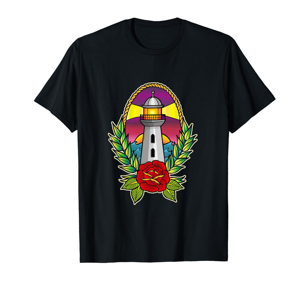 Traditional Lighthouse Tattoo T-Shirt - Casual Everyday Wear for Adults - T-Shirt, Sweatshirt, Hoodie