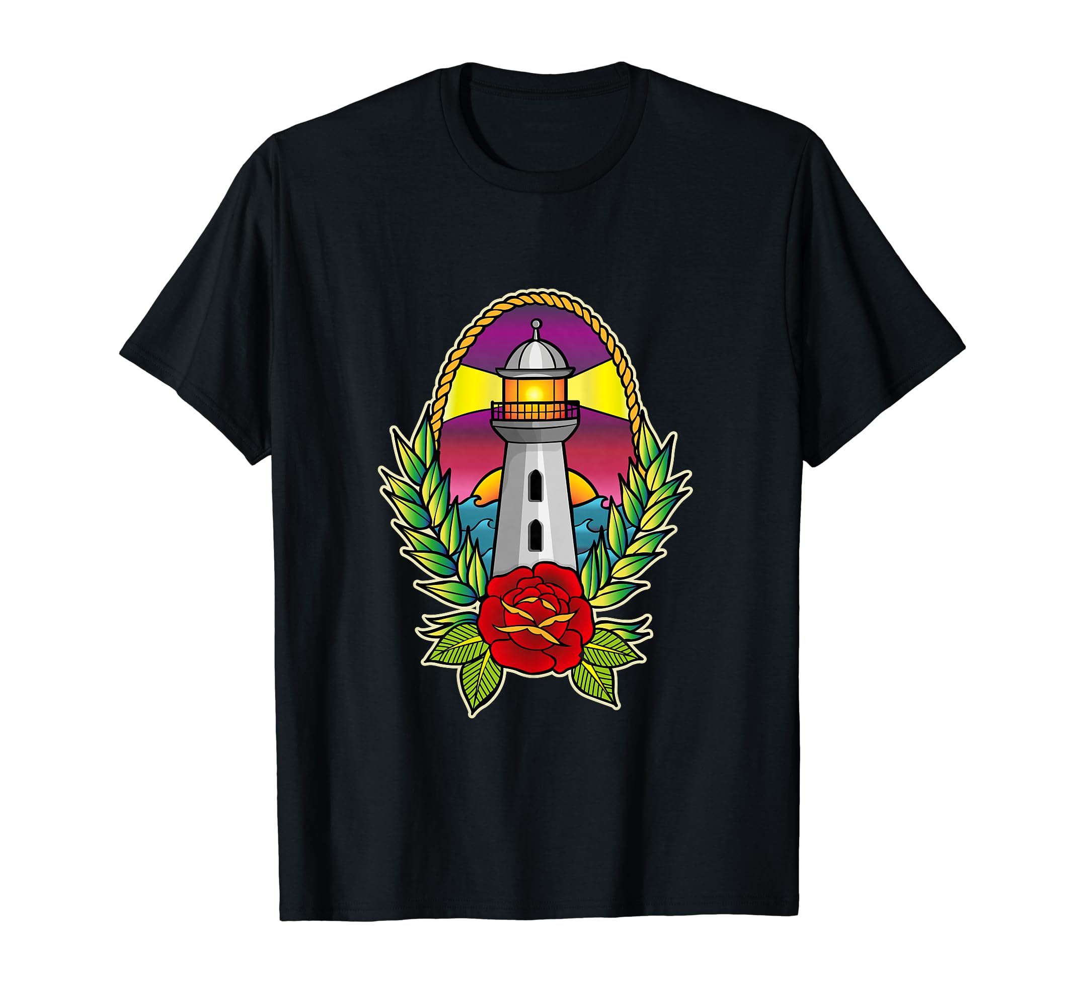 Traditional Lighthouse Tattoo T-Shirt - Casual Everyday Wear for Adults - T-Shirt, Sweatshirt, Hoodie