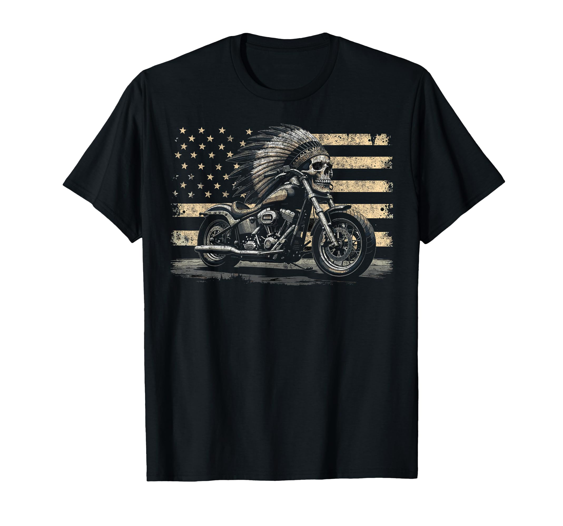 Us Flag Biker Motorcycling Riding T-Shirt - Aesthetic Graphic for Adults - T-Shirt, Sweatshirt, Hoodie