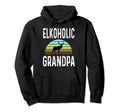 Elkoholic Grandpa Funny Elk Hunting Hoodie - Aesthetic Graphic Men Women - T-Shirt, Sweatshirt, Hoodie