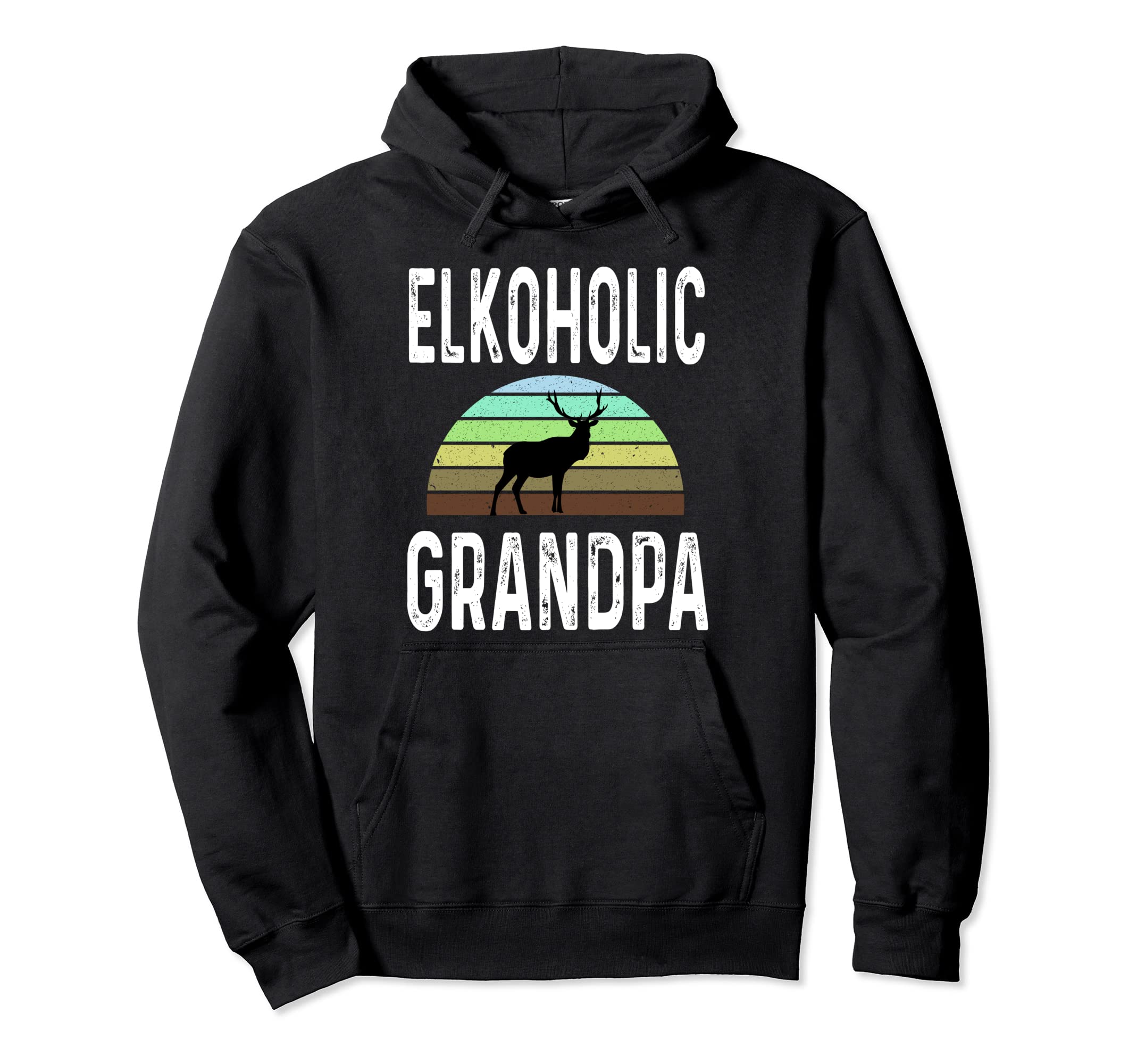 Elkoholic Grandpa Funny Elk Hunting Hoodie - Aesthetic Graphic Men Women - T-Shirt, Sweatshirt, Hoodie