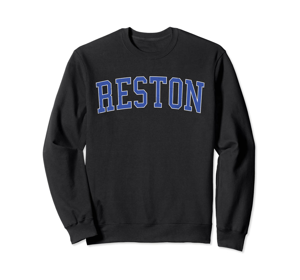 Reston Va Distressed Blue Varsity Sweatshirt - Novelty Apparel for Adults - T-Shirt, Sweatshirt, Hoodie