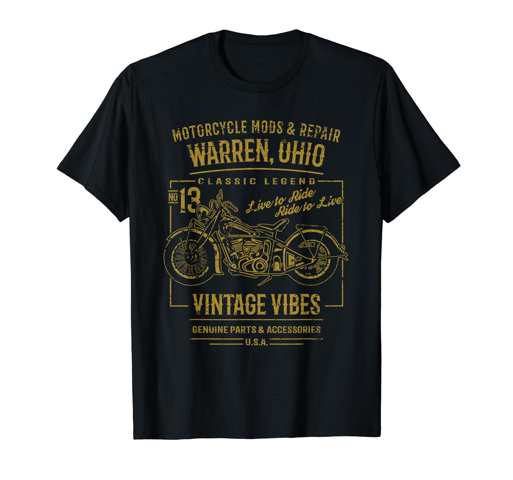 Warren Oh Usa Distressed Motorcycle T-Shirt - Unique Graphic Unisex - T-Shirt, Sweatshirt, Hoodie