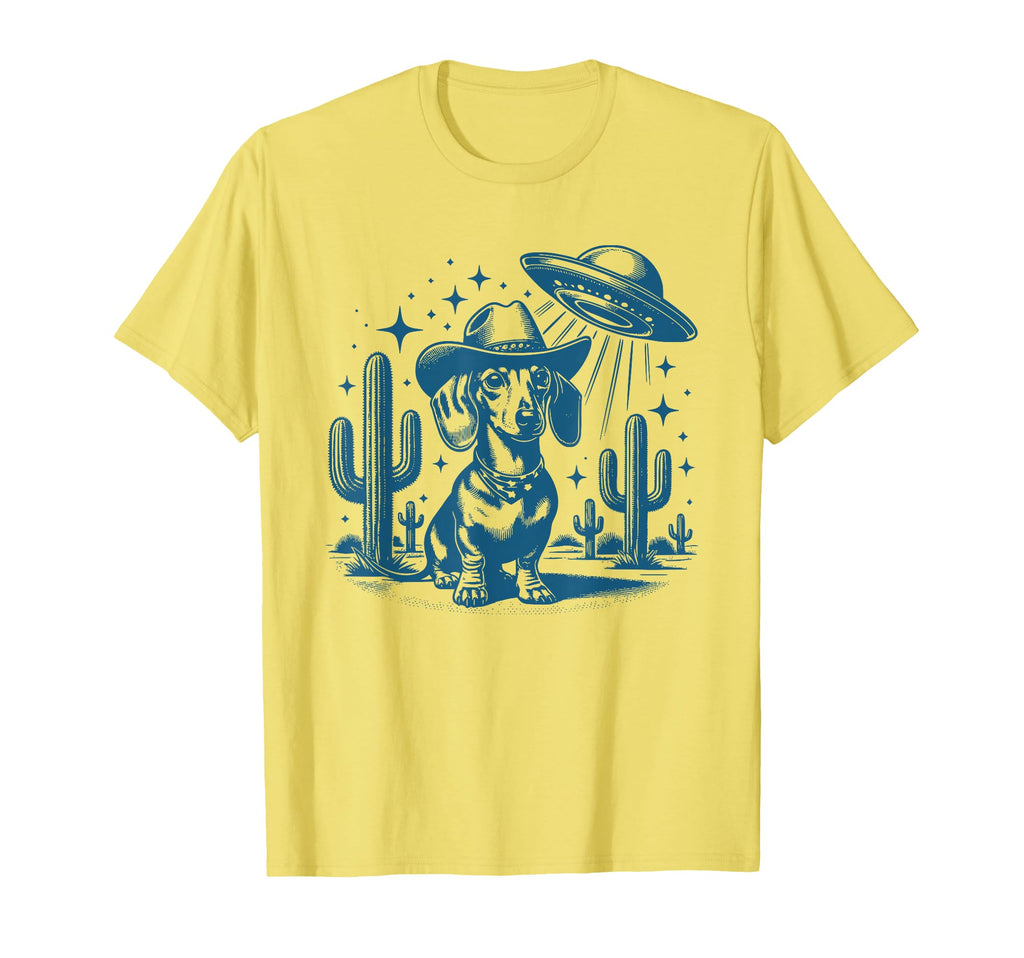 Dachshund Ufo Dachshund Cowboy Dog T-Shirt - Casual Everyday Wear Unisex - T-Shirt, Sweatshirt, Hoodie