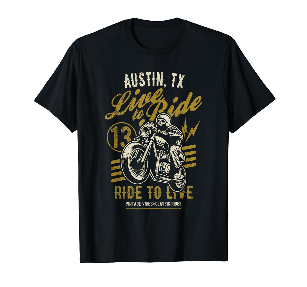 Austin Tx Motorcycle Biker Skull Rider T-Shirt - Aesthetic Graphic Unisex - T-Shirt, Sweatshirt, Hoodie